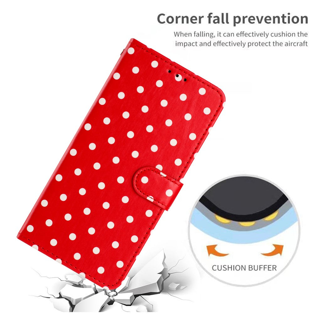 For Xiaomi 17 Pro Max Leather Case Polka Dot Pattern Wallet Stand Folio Phone Cover - Red
