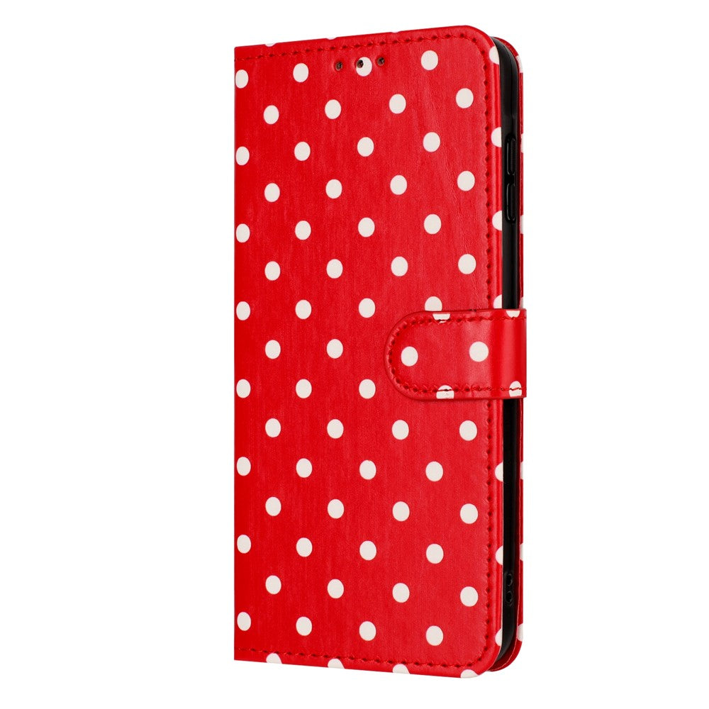 For Xiaomi 17 Pro Max Leather Case Polka Dot Pattern Wallet Stand Folio Phone Cover - Red