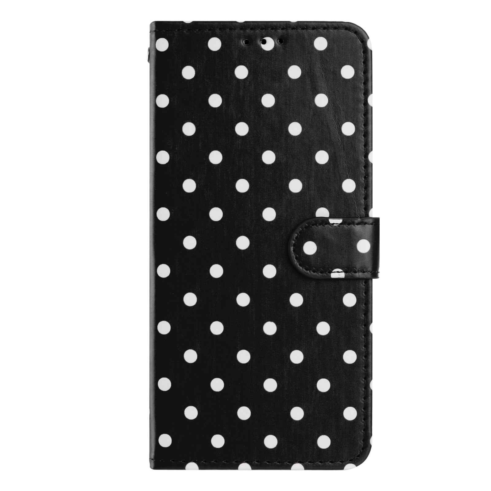 For Xiaomi 17 Pro Leather Case Polka Dot Pattern Wallet Stand Folio Phone Cover - Black