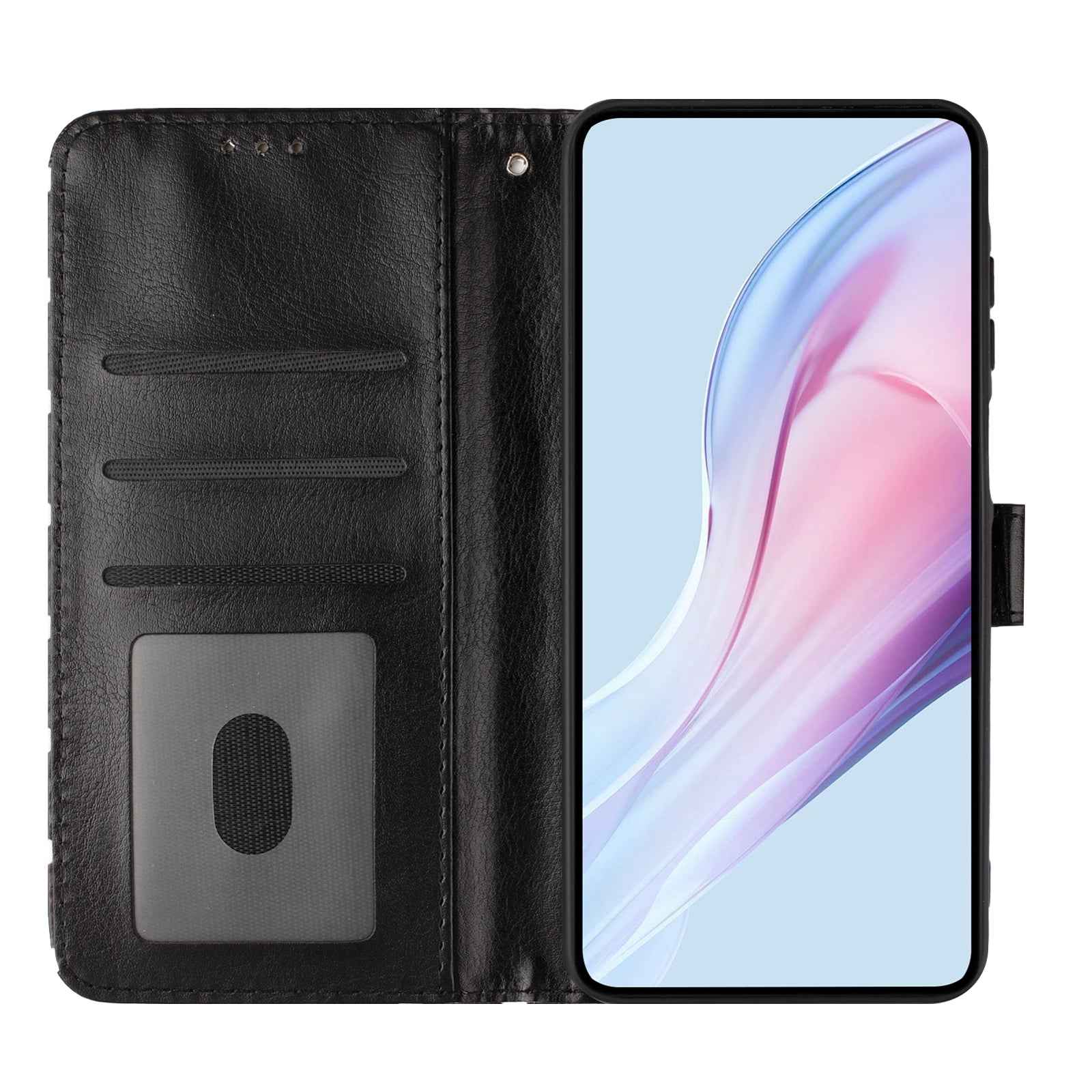 For Xiaomi 17 Pro Leather Case Polka Dot Pattern Wallet Stand Folio Phone Cover - Black