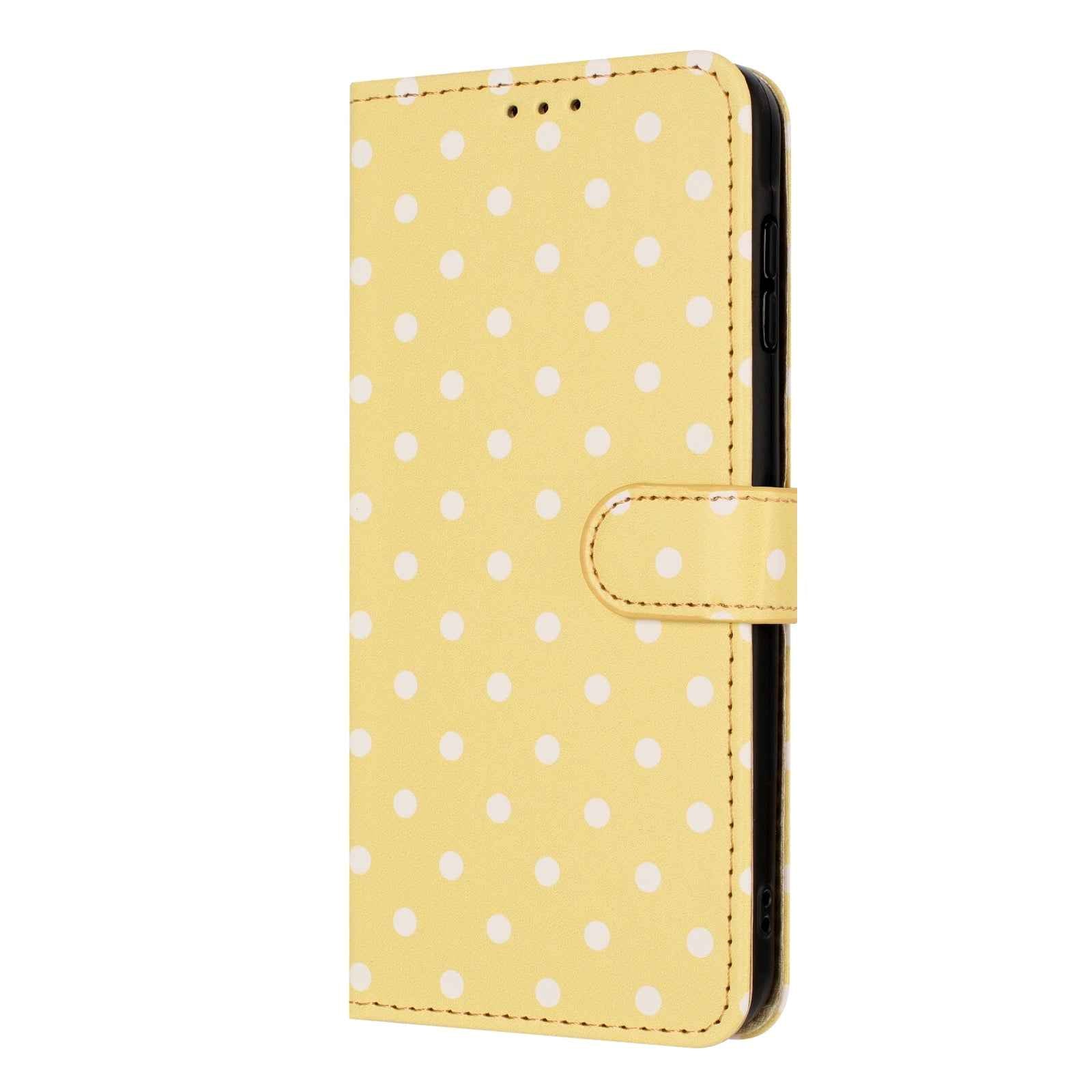 For Xiaomi 17 Pro Leather Case Polka Dot Pattern Wallet Stand Folio Phone Cover - Yellow