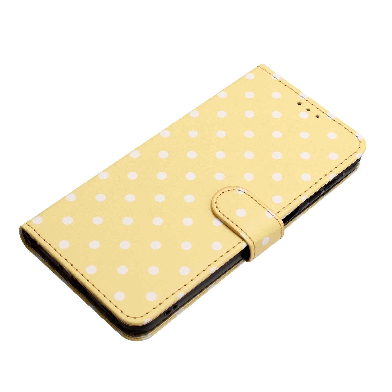 For Xiaomi 17 Pro Leather Case Polka Dot Pattern Wallet Stand Folio Phone Cover - Yellow