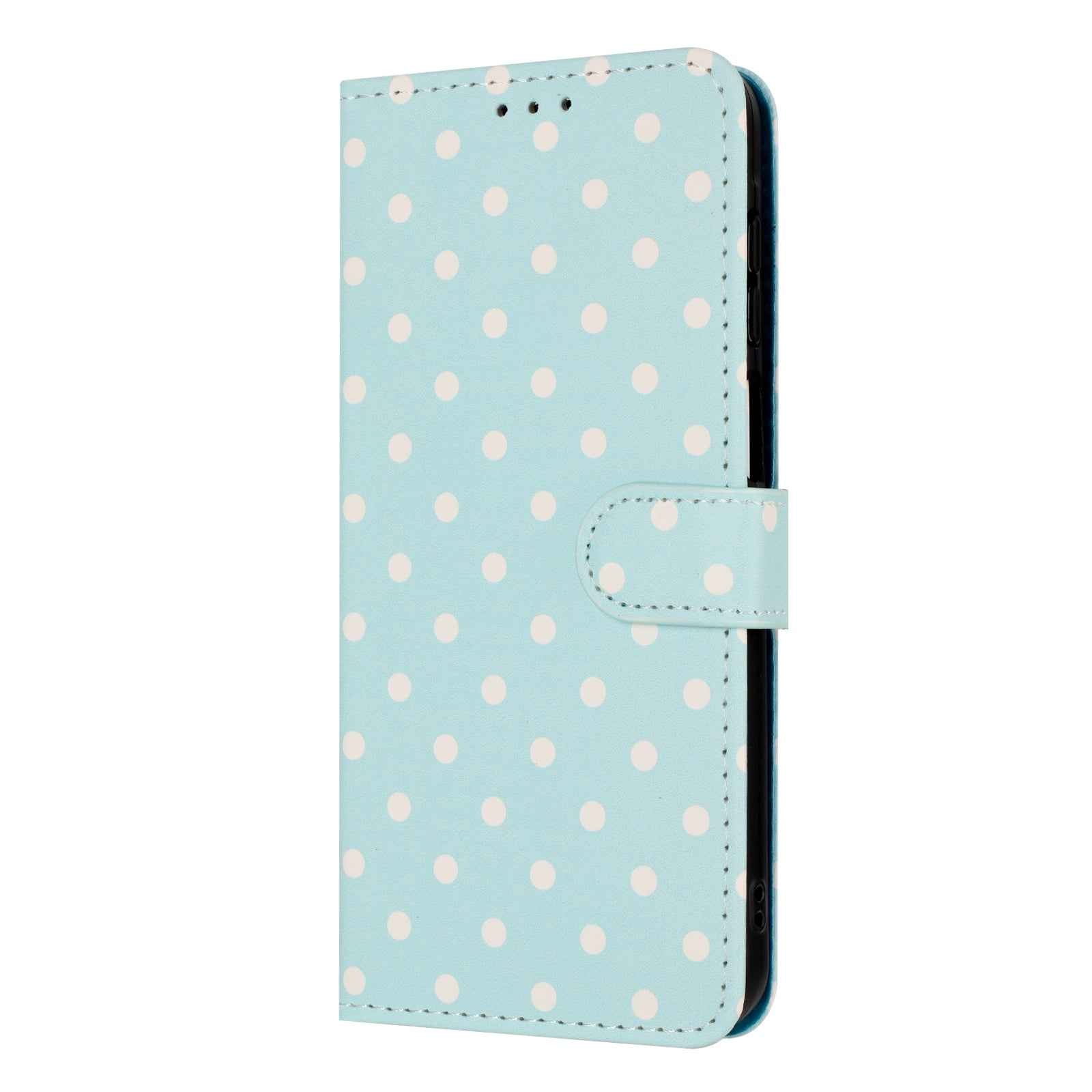 For Xiaomi 17 Pro Leather Case Polka Dot Pattern Wallet Stand Folio Phone Cover - Blue