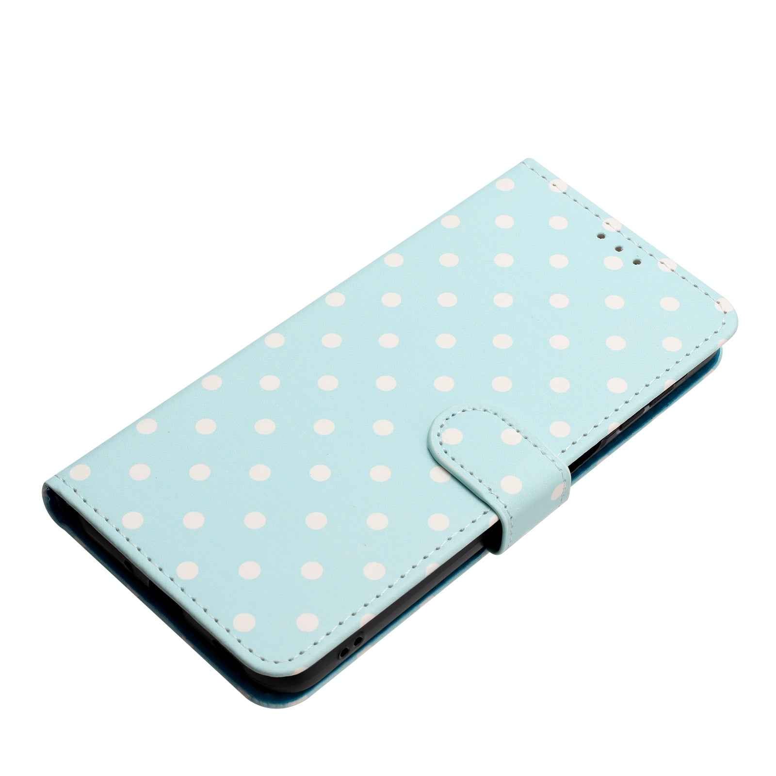 For Xiaomi 17 Pro Leather Case Polka Dot Pattern Wallet Stand Folio Phone Cover - Blue
