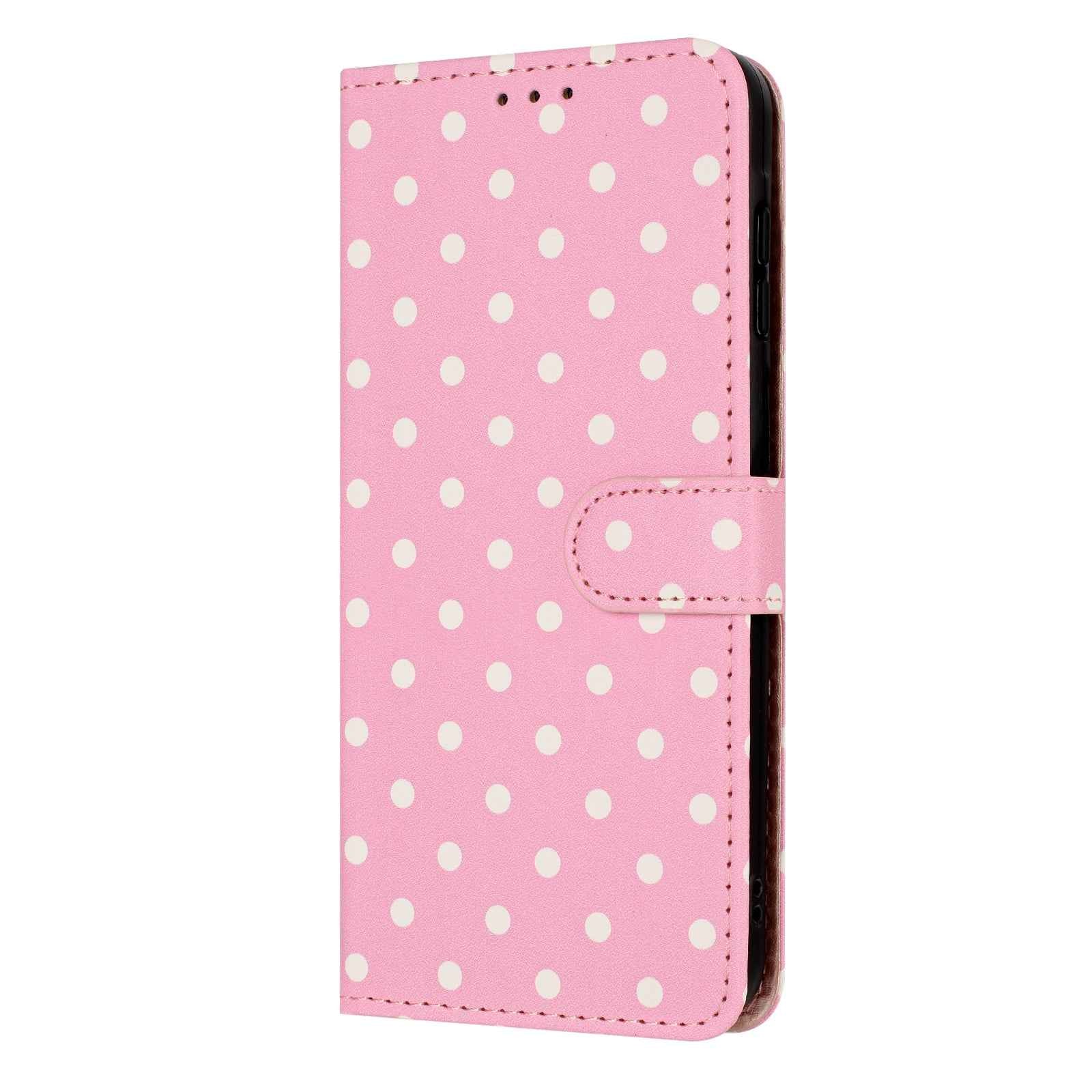 For Xiaomi 17 Pro Leather Case Polka Dot Pattern Wallet Stand Folio Phone Cover - Pink