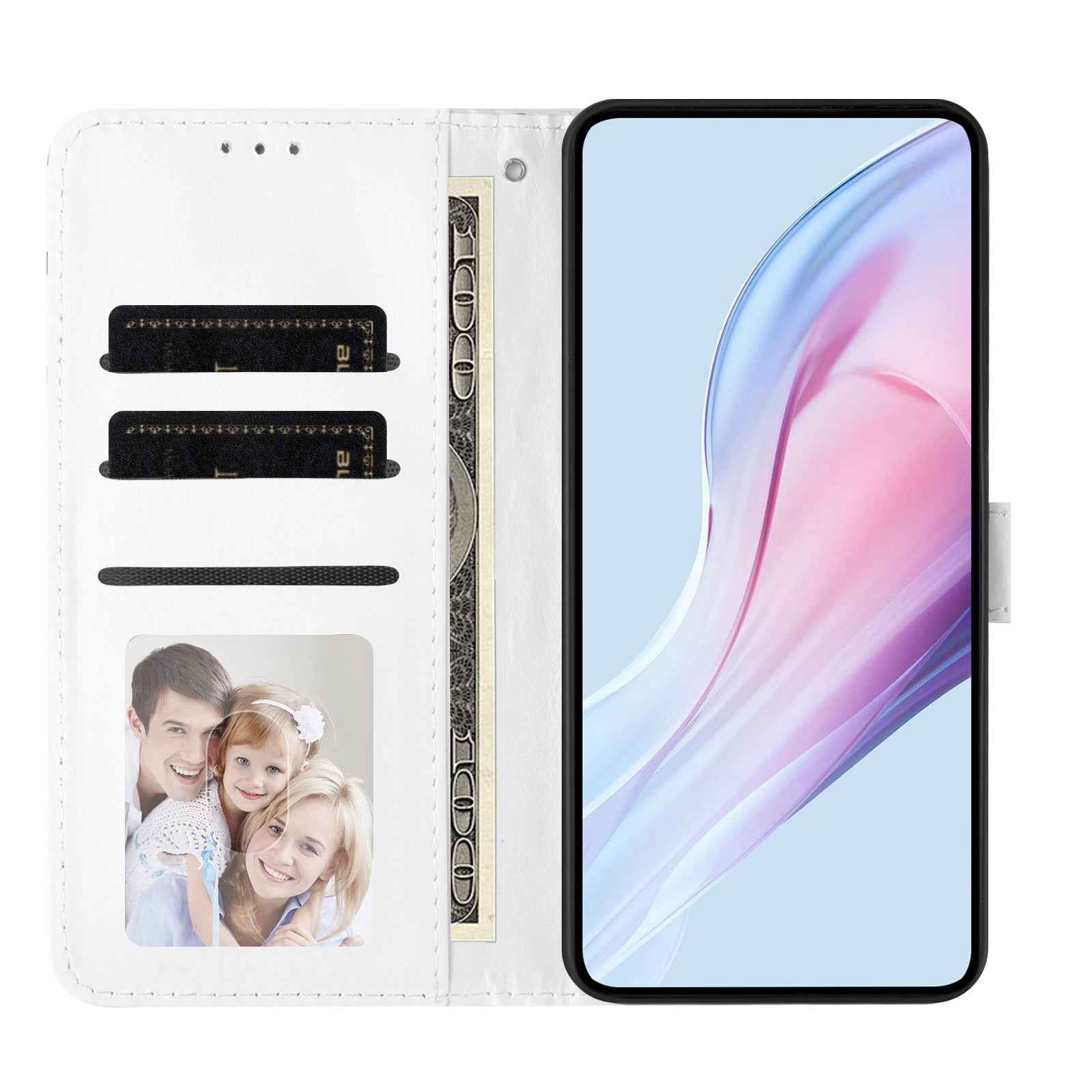 For Xiaomi 17 Pro Leather Case Polka Dot Pattern Wallet Stand Folio Phone Cover - White