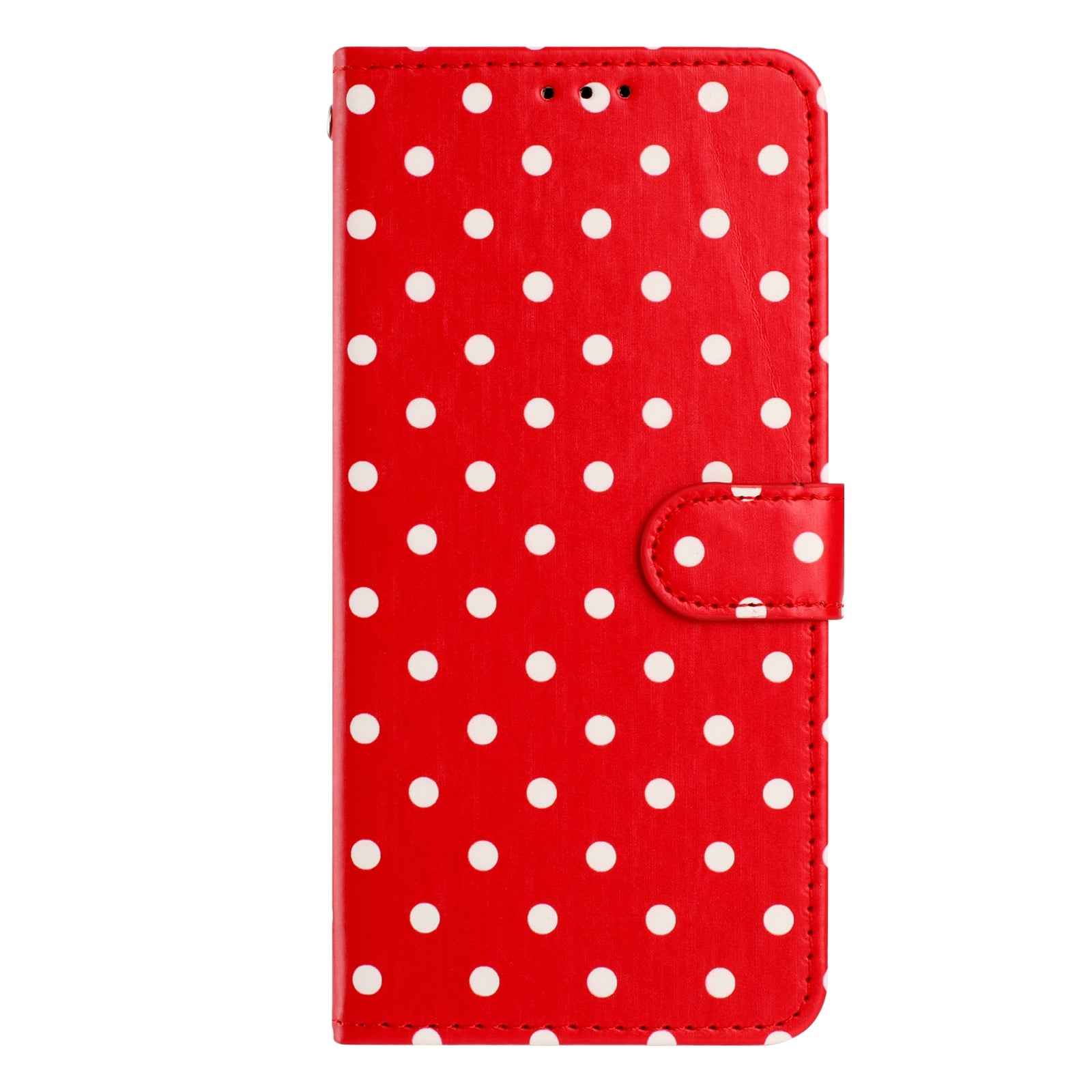 For Xiaomi 17 Pro Leather Case Polka Dot Pattern Wallet Stand Folio Phone Cover - Red