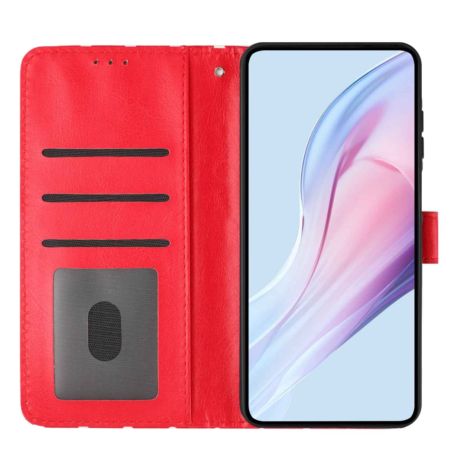 For Xiaomi 17 Pro Leather Case Polka Dot Pattern Wallet Stand Folio Phone Cover - Red
