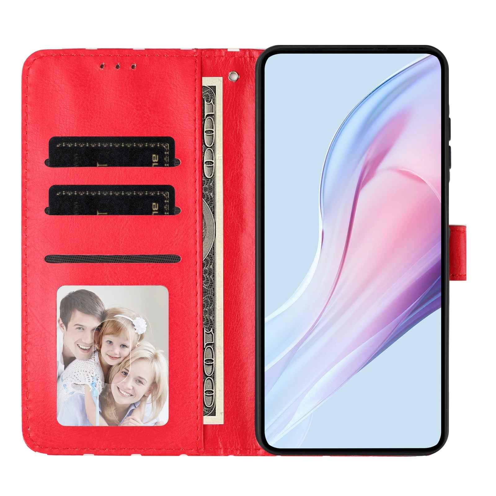 For Xiaomi 17 Pro Leather Case Polka Dot Pattern Wallet Stand Folio Phone Cover - Red