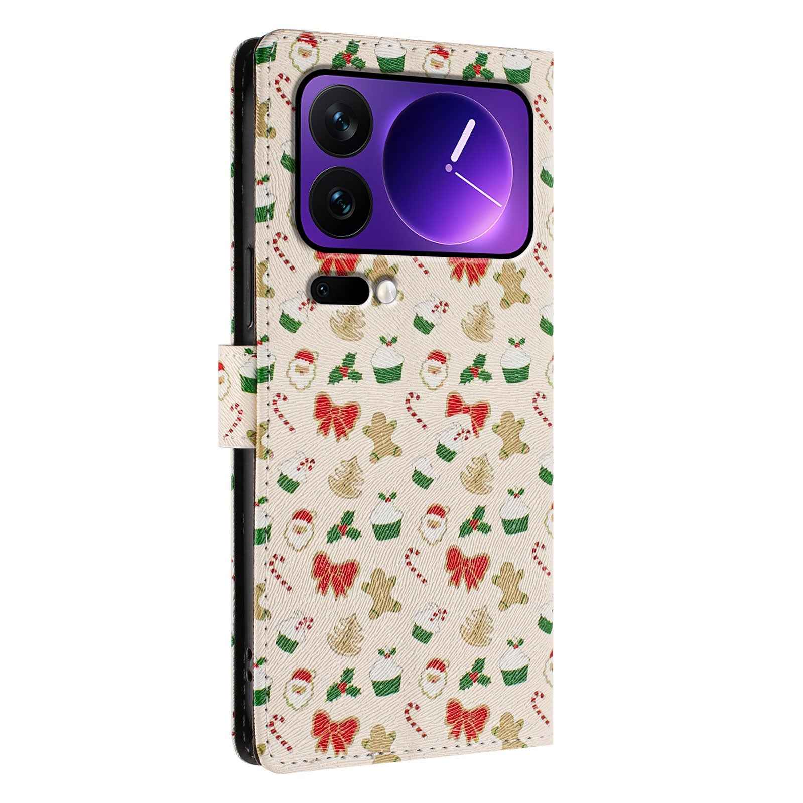 For Xiaomi 17 Pro Case Christmas Themed Pattern Printing PU Leather Wallet Phone Cover with Wrist Strap - Santa Claus
