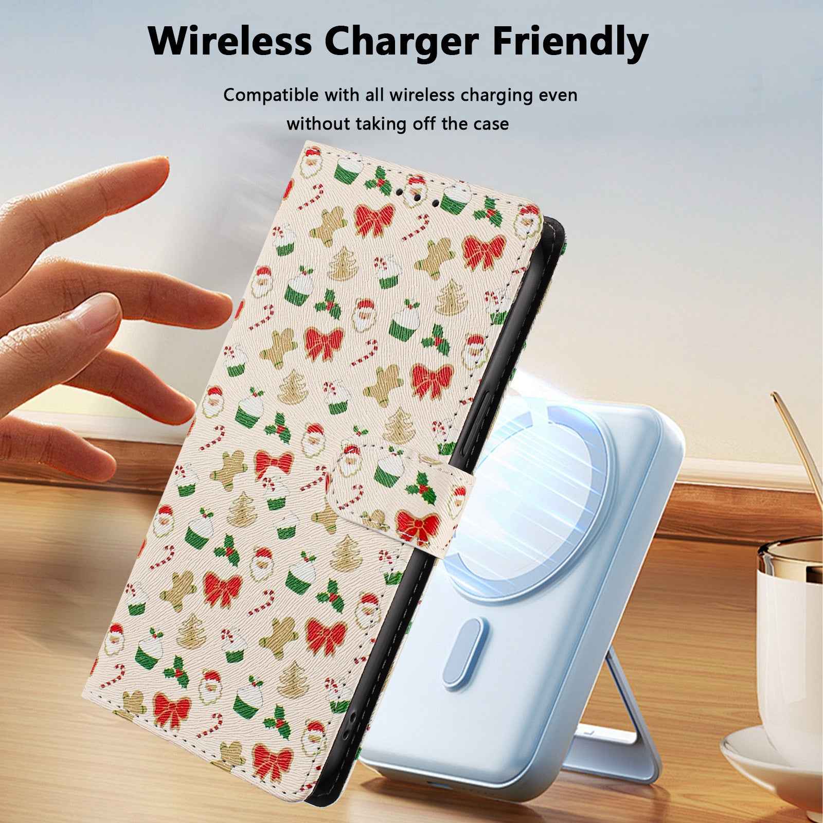 For Xiaomi 17 Pro Case Christmas Themed Pattern Printing PU Leather Wallet Phone Cover with Wrist Strap - Santa Claus