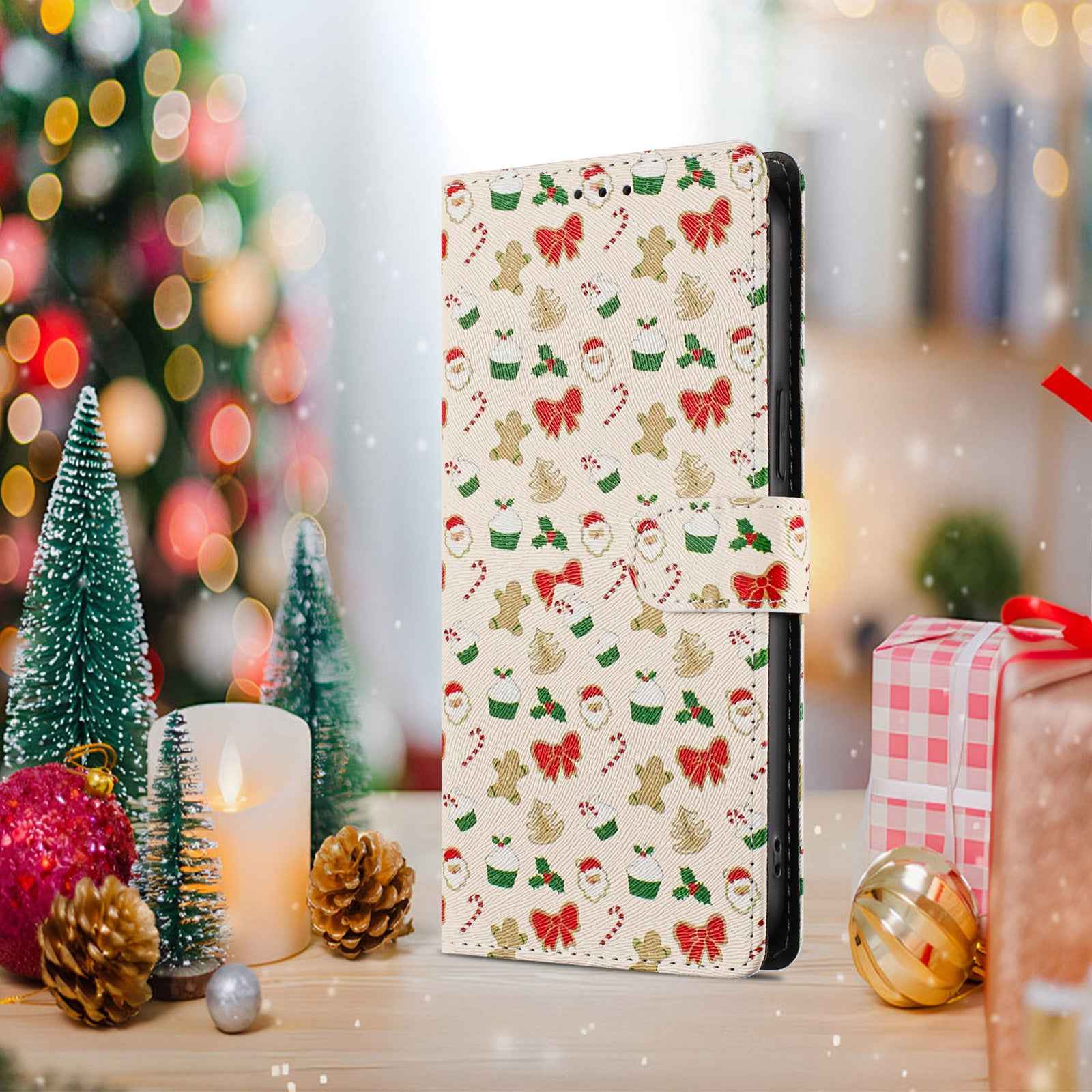 For Xiaomi 17 Pro Case Christmas Themed Pattern Printing PU Leather Wallet Phone Cover with Wrist Strap - Santa Claus