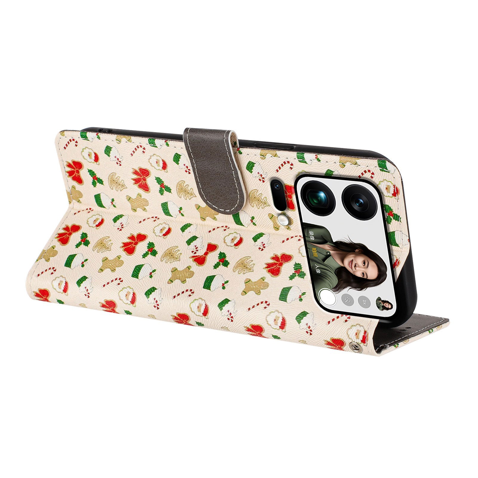 For Xiaomi 17 Pro Max Case Christmas Themed Pattern Printing PU Leather Wallet Phone Cover with Wrist Strap - Santa Claus