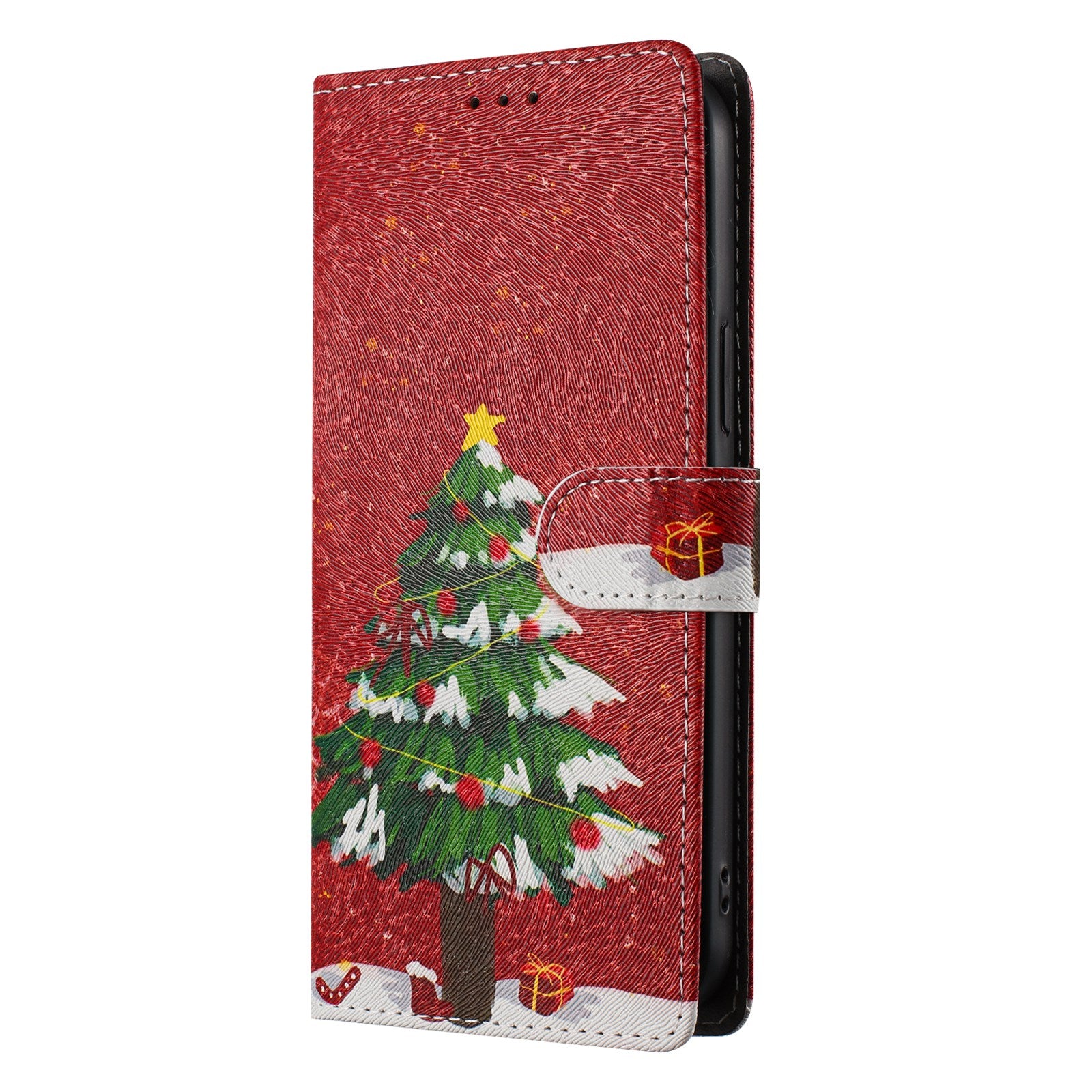 For Xiaomi 17 Pro Max Case Christmas Themed Pattern Printing PU Leather Wallet Phone Cover with Wrist Strap - Christmas Tree