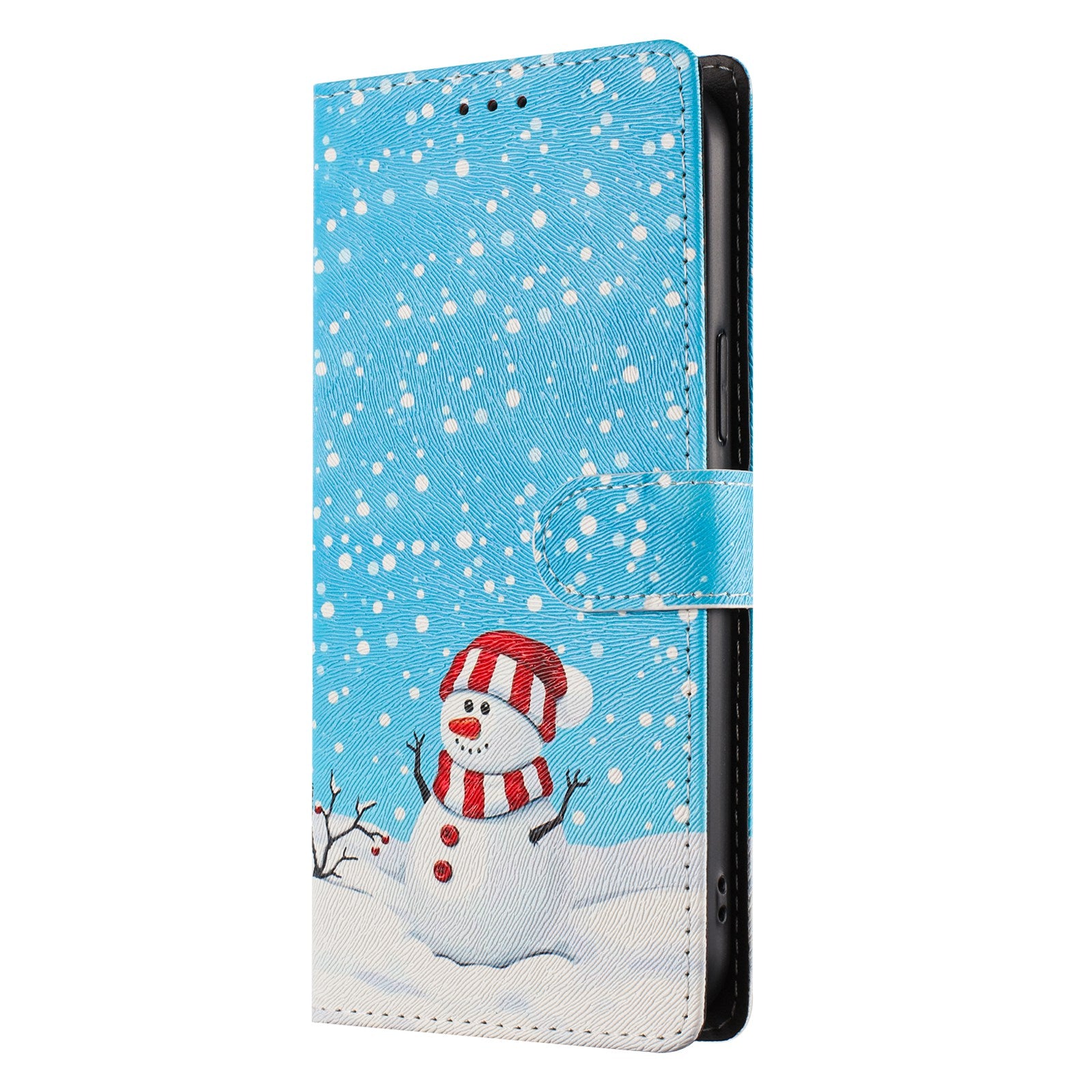 For Xiaomi 17 Pro Max Case Christmas Themed Pattern Printing PU Leather Wallet Phone Cover with Wrist Strap - Christmas Snowman