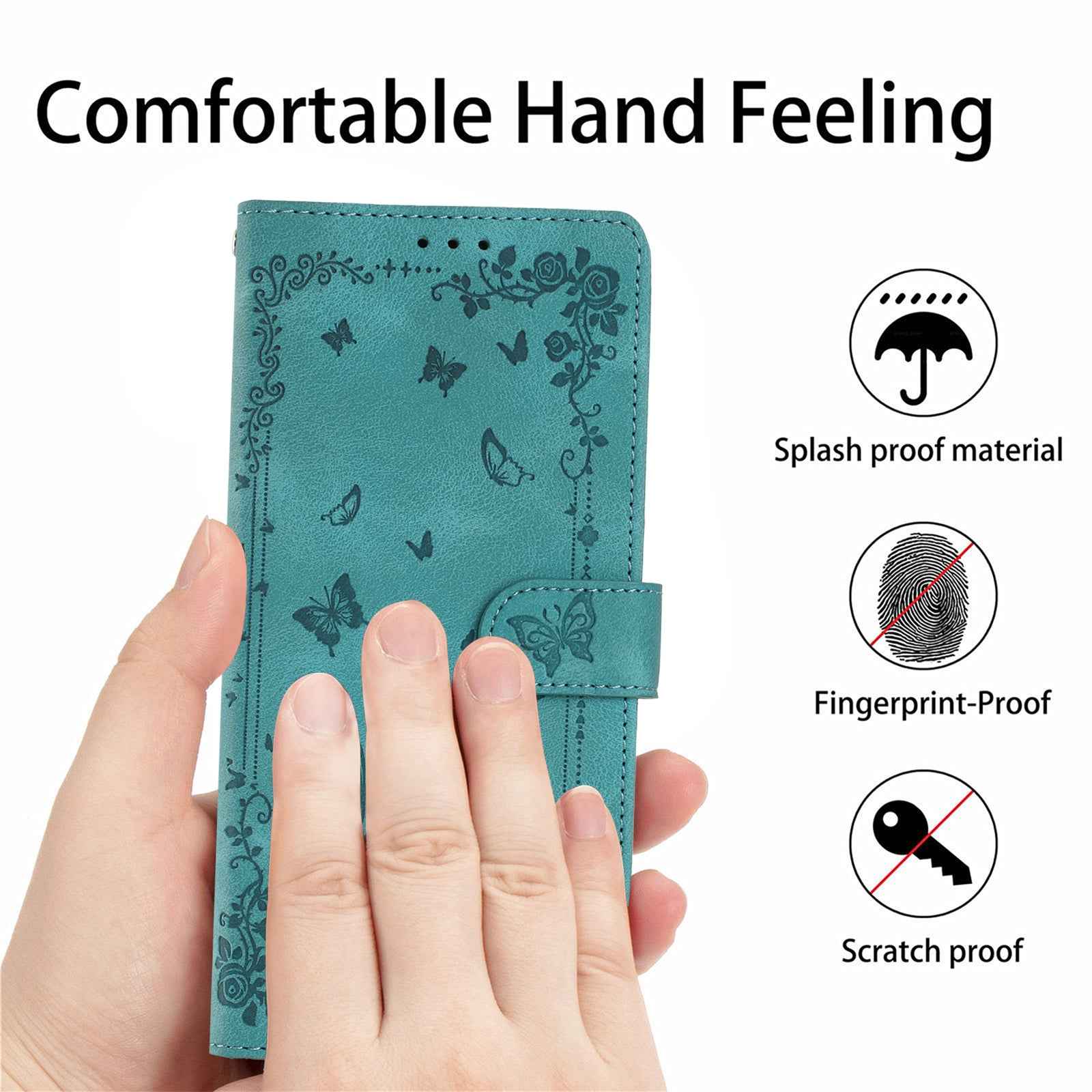 For Xiaomi 17 Pro Case Garden Imprinted PU Leather Wallet Phone Cover with Wrist Strap - Green