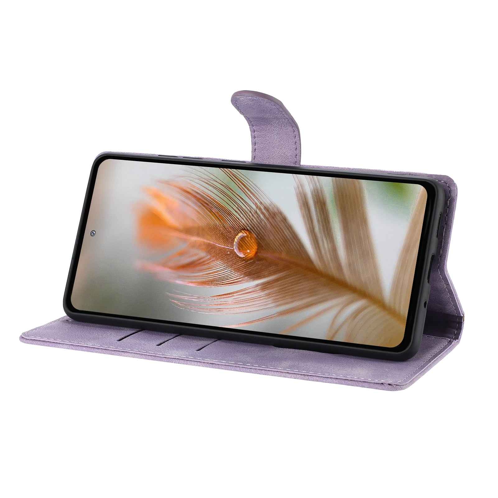 For Xiaomi 17 Pro Case Garden Imprinted PU Leather Wallet Phone Cover with Wrist Strap - Purple