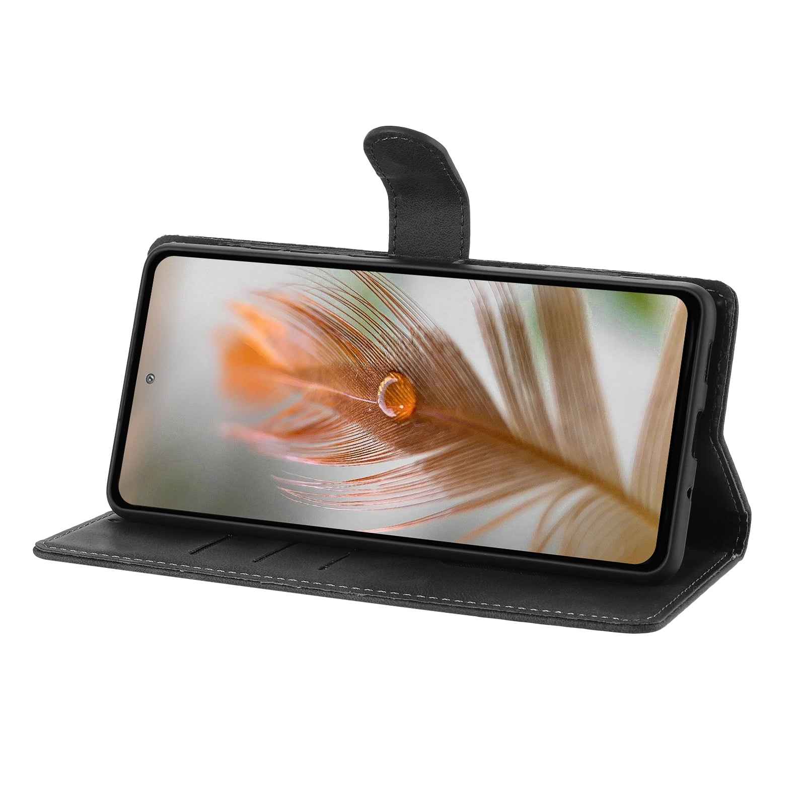 For Xiaomi 17 Pro Case Garden Imprinted PU Leather Wallet Phone Cover with Wrist Strap - Black