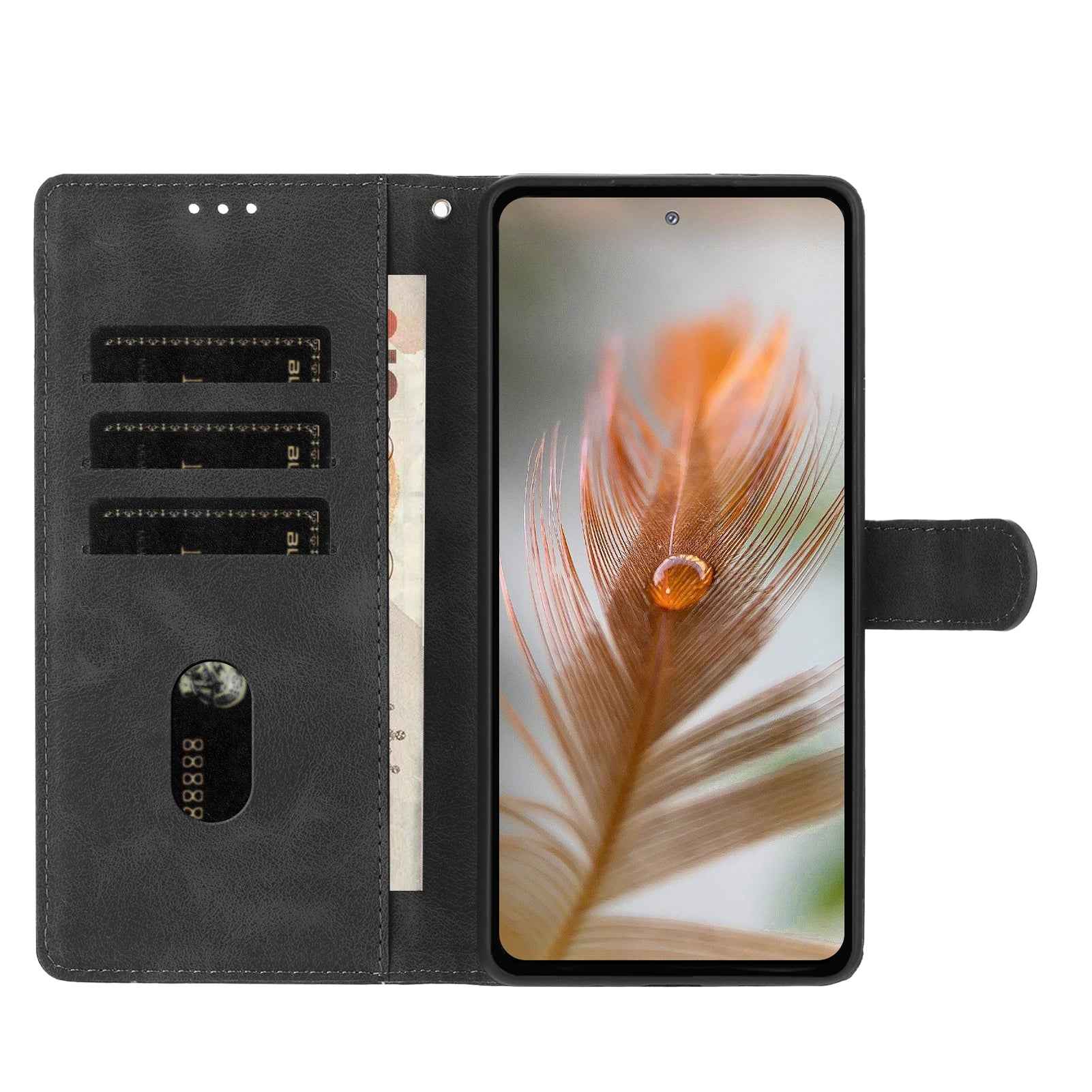 For Xiaomi 17 Pro Case Garden Imprinted PU Leather Wallet Phone Cover with Wrist Strap - Black