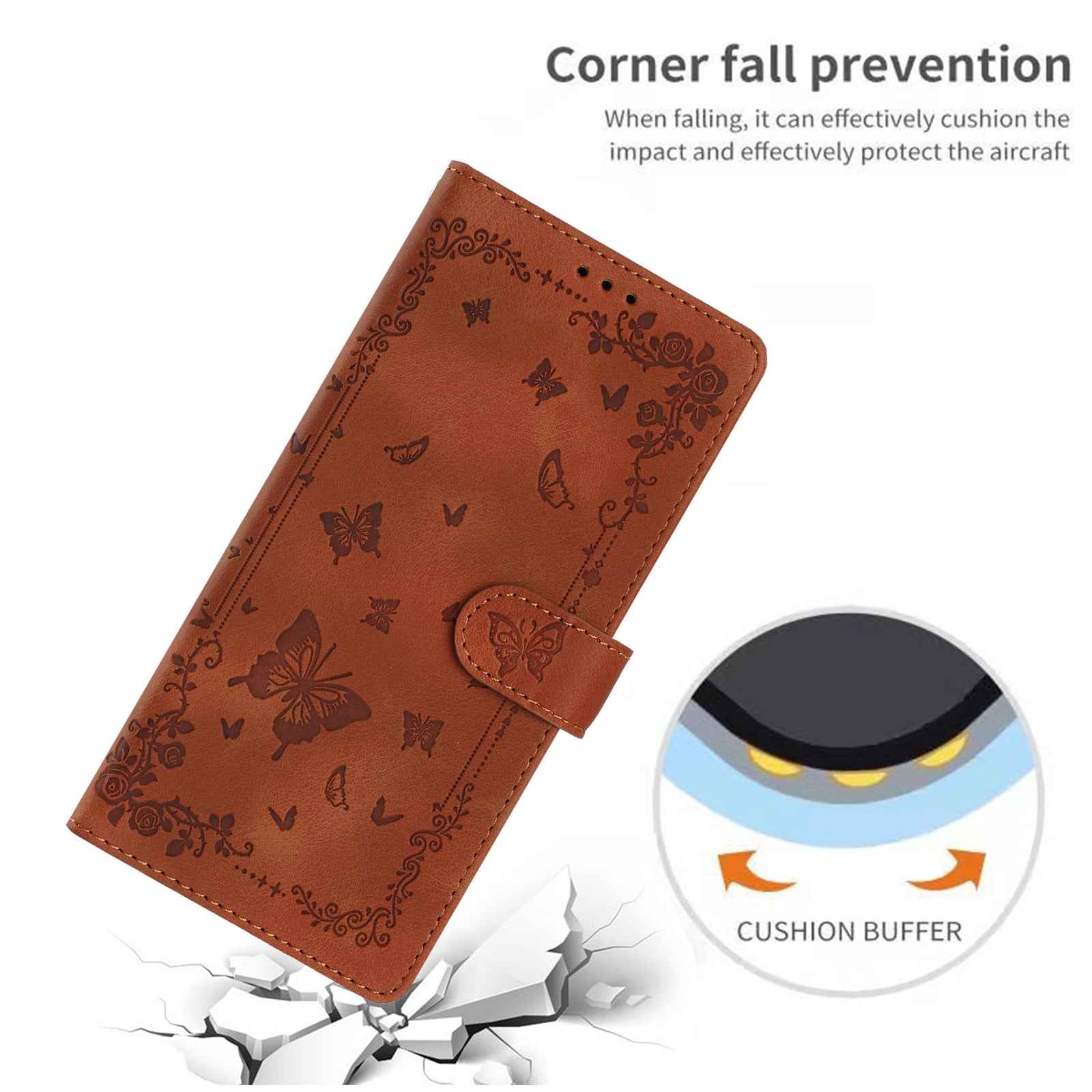 For Xiaomi 17 Pro Case Garden Imprinted PU Leather Wallet Phone Cover with Wrist Strap - Brown