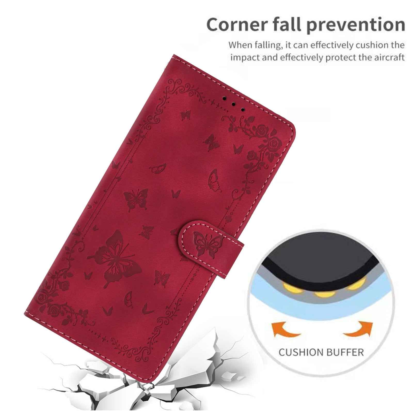For Xiaomi 17 Pro Case Garden Imprinted PU Leather Wallet Phone Cover with Wrist Strap - Dark Red