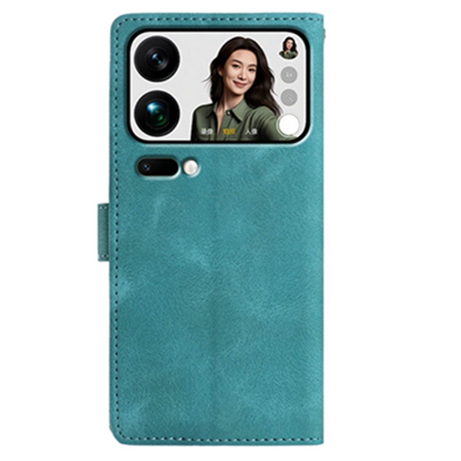 For Xiaomi 17 Pro Max Case Garden Imprinted PU Leather Wallet Phone Cover with Wrist Strap - Green