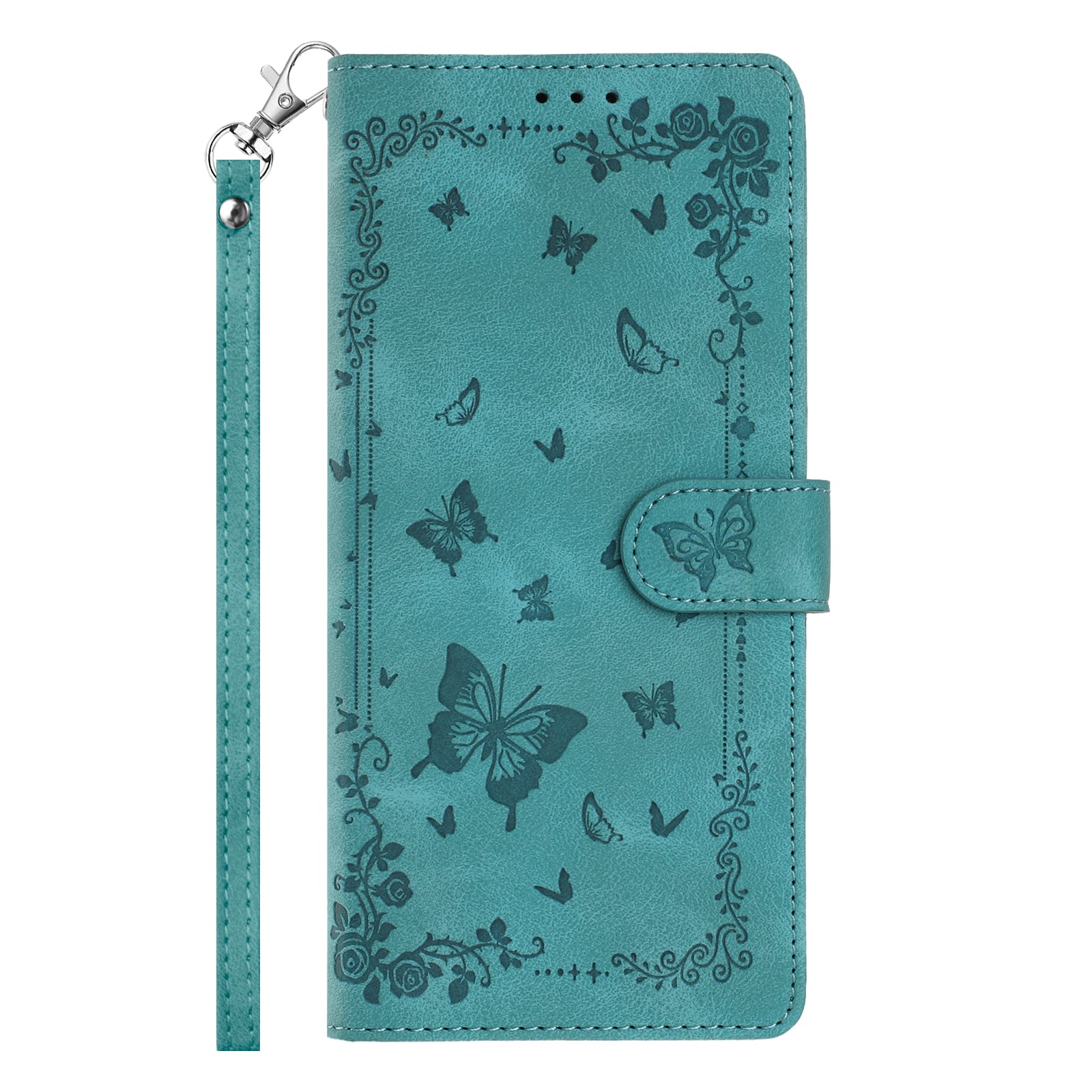 For Xiaomi 17 Pro Max Case Garden Imprinted PU Leather Wallet Phone Cover with Wrist Strap - Green