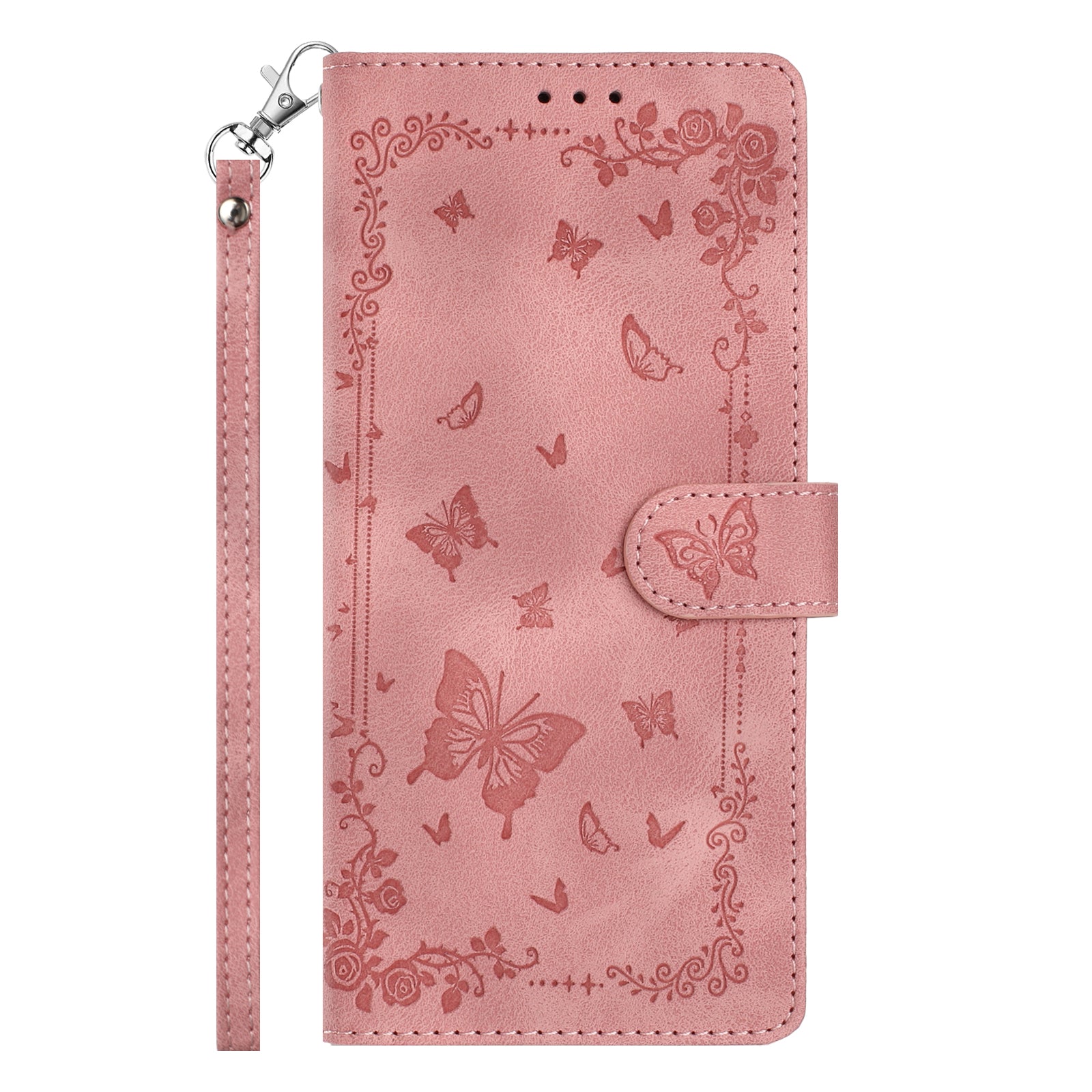 For Xiaomi 17 Pro Max Case Garden Imprinted PU Leather Wallet Phone Cover with Wrist Strap - Pink