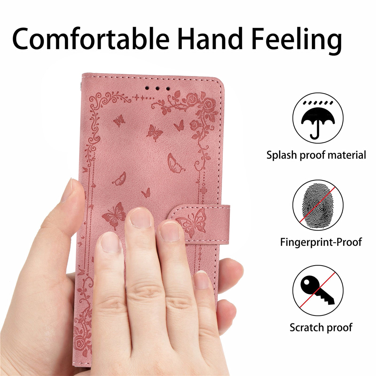 For Xiaomi 17 Pro Max Case Garden Imprinted PU Leather Wallet Phone Cover with Wrist Strap - Pink