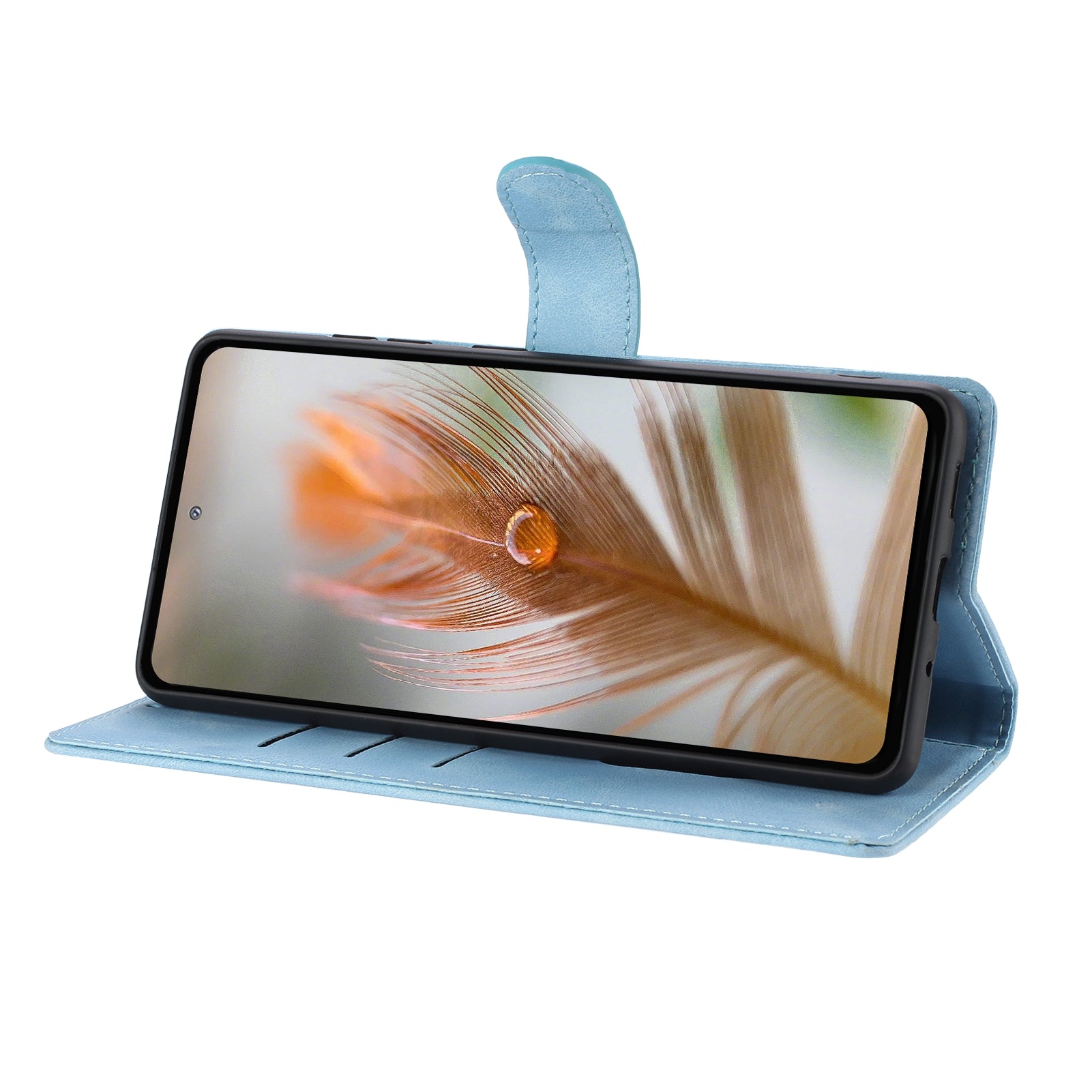 For Xiaomi 17 Pro Max Case Garden Imprinted PU Leather Wallet Phone Cover with Wrist Strap - Baby Blue