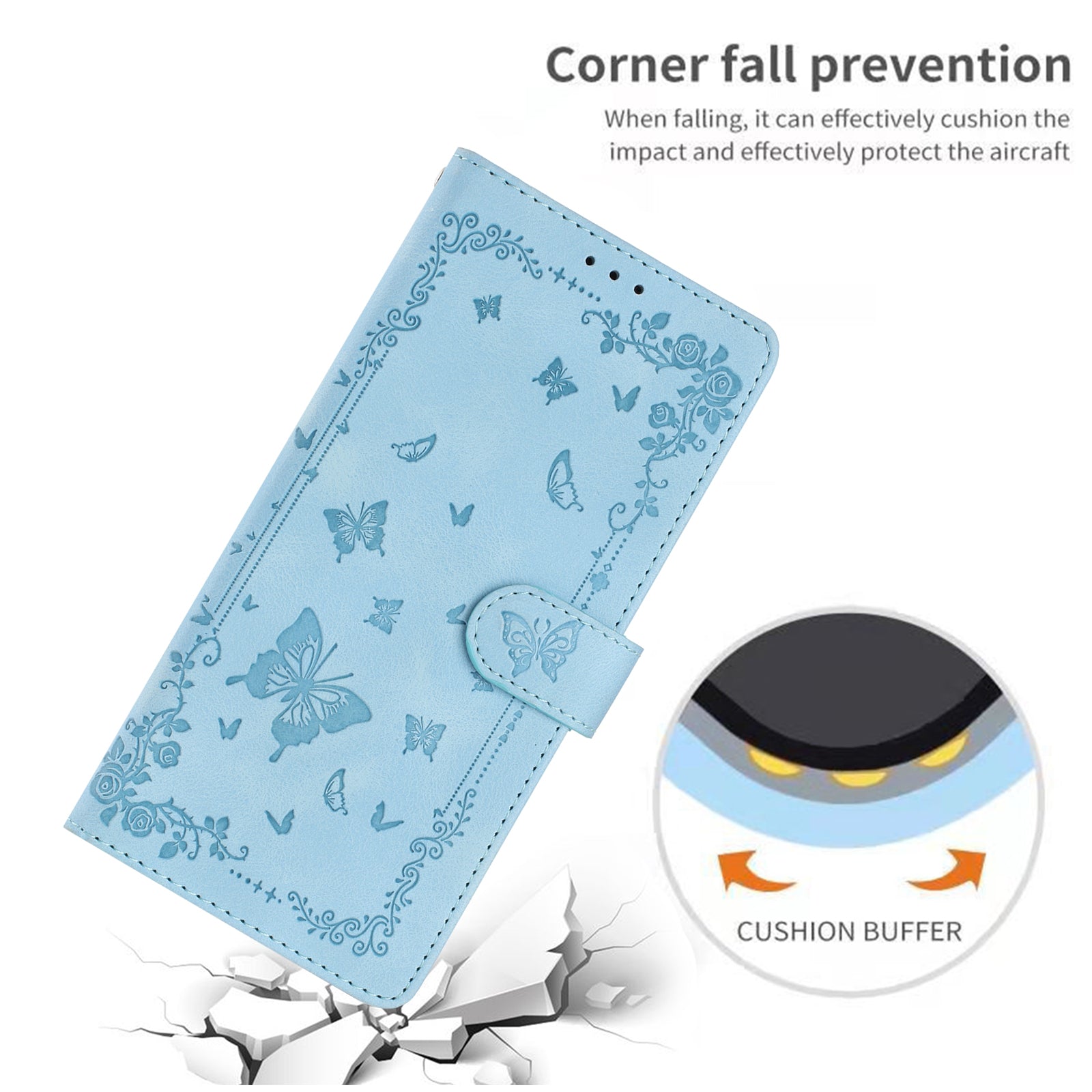 For Xiaomi 17 Pro Max Case Garden Imprinted PU Leather Wallet Phone Cover with Wrist Strap - Baby Blue