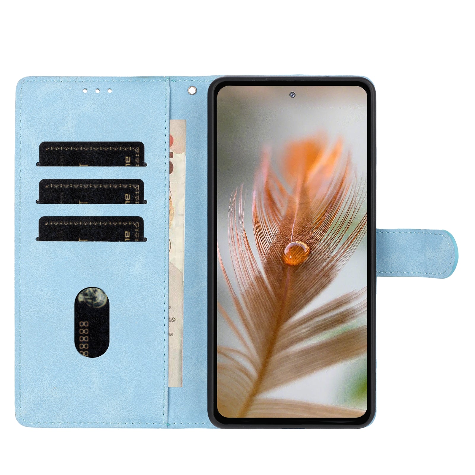 For Xiaomi 17 Pro Max Case Garden Imprinted PU Leather Wallet Phone Cover with Wrist Strap - Baby Blue