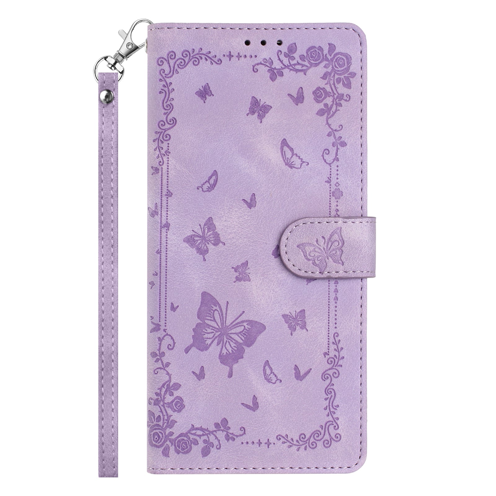 For Xiaomi 17 Pro Max Case Garden Imprinted PU Leather Wallet Phone Cover with Wrist Strap - Purple