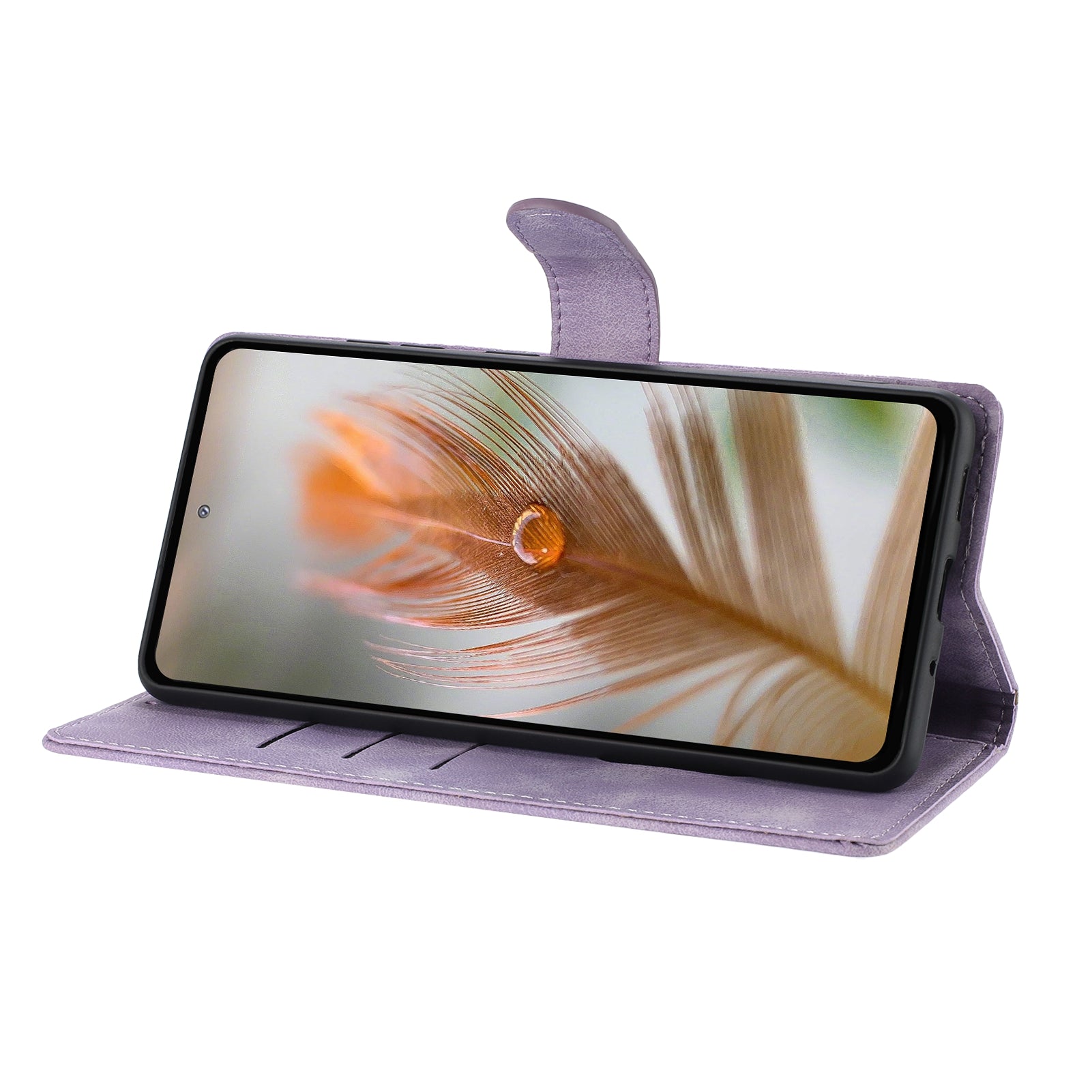 For Xiaomi 17 Pro Max Case Garden Imprinted PU Leather Wallet Phone Cover with Wrist Strap - Purple