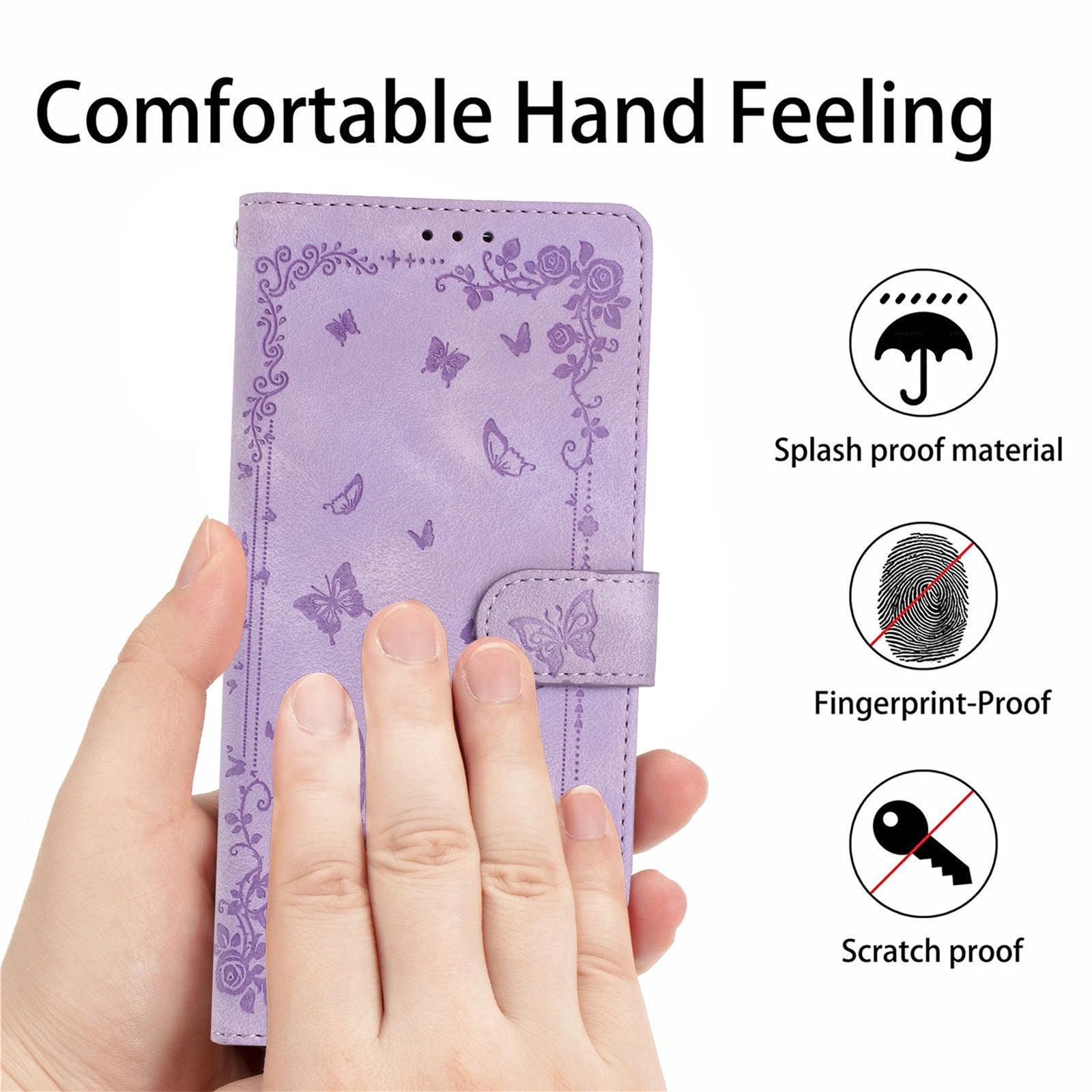 For Xiaomi 17 Pro Max Case Garden Imprinted PU Leather Wallet Phone Cover with Wrist Strap - Purple