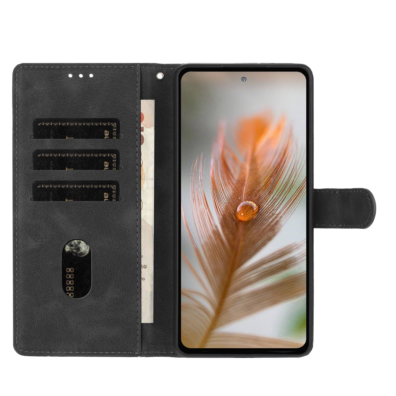 For Xiaomi 17 Pro Max Case Garden Imprinted PU Leather Wallet Phone Cover with Wrist Strap - Black