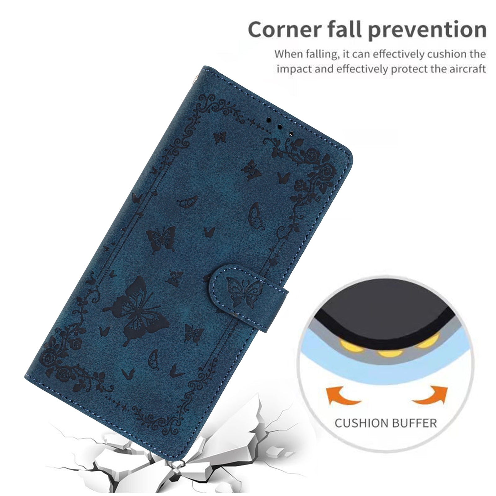 For Xiaomi 17 Pro Max Case Garden Imprinted PU Leather Wallet Phone Cover with Wrist Strap - Dark Blue