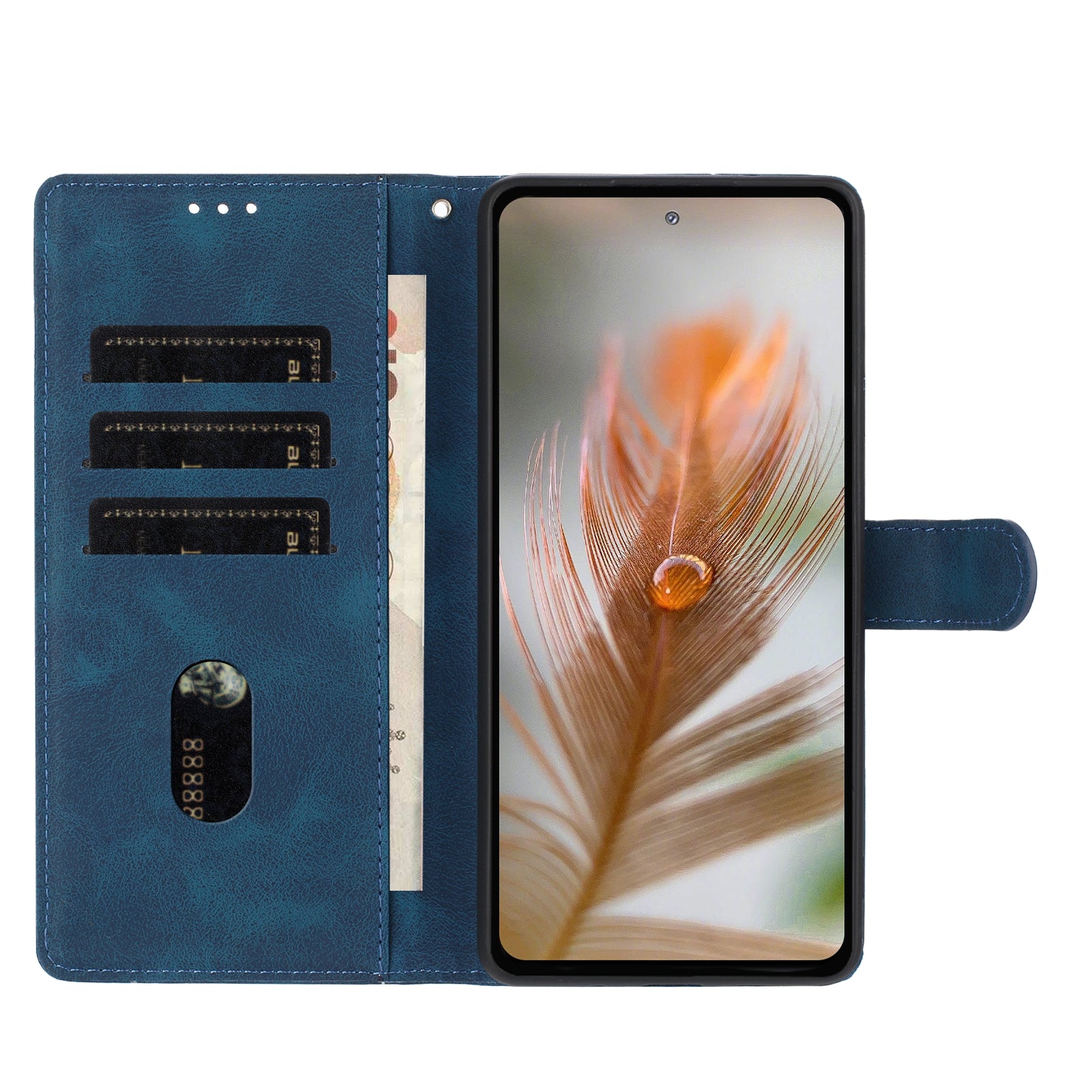For Xiaomi 17 Pro Max Case Garden Imprinted PU Leather Wallet Phone Cover with Wrist Strap - Dark Blue