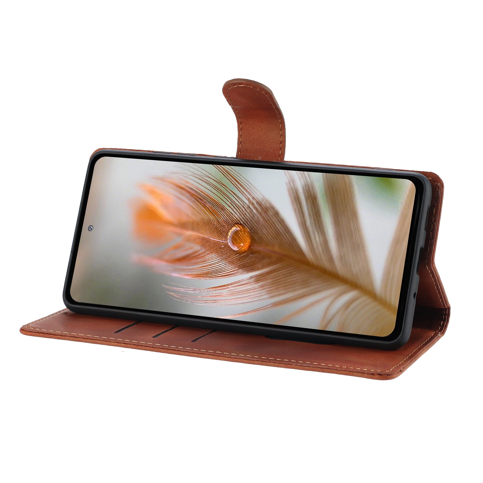 For Xiaomi 17 Pro Max Case Garden Imprinted PU Leather Wallet Phone Cover with Wrist Strap - Brown