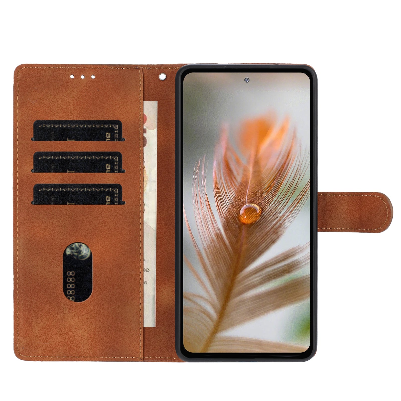 For Xiaomi 17 Pro Max Case Garden Imprinted PU Leather Wallet Phone Cover with Wrist Strap - Brown