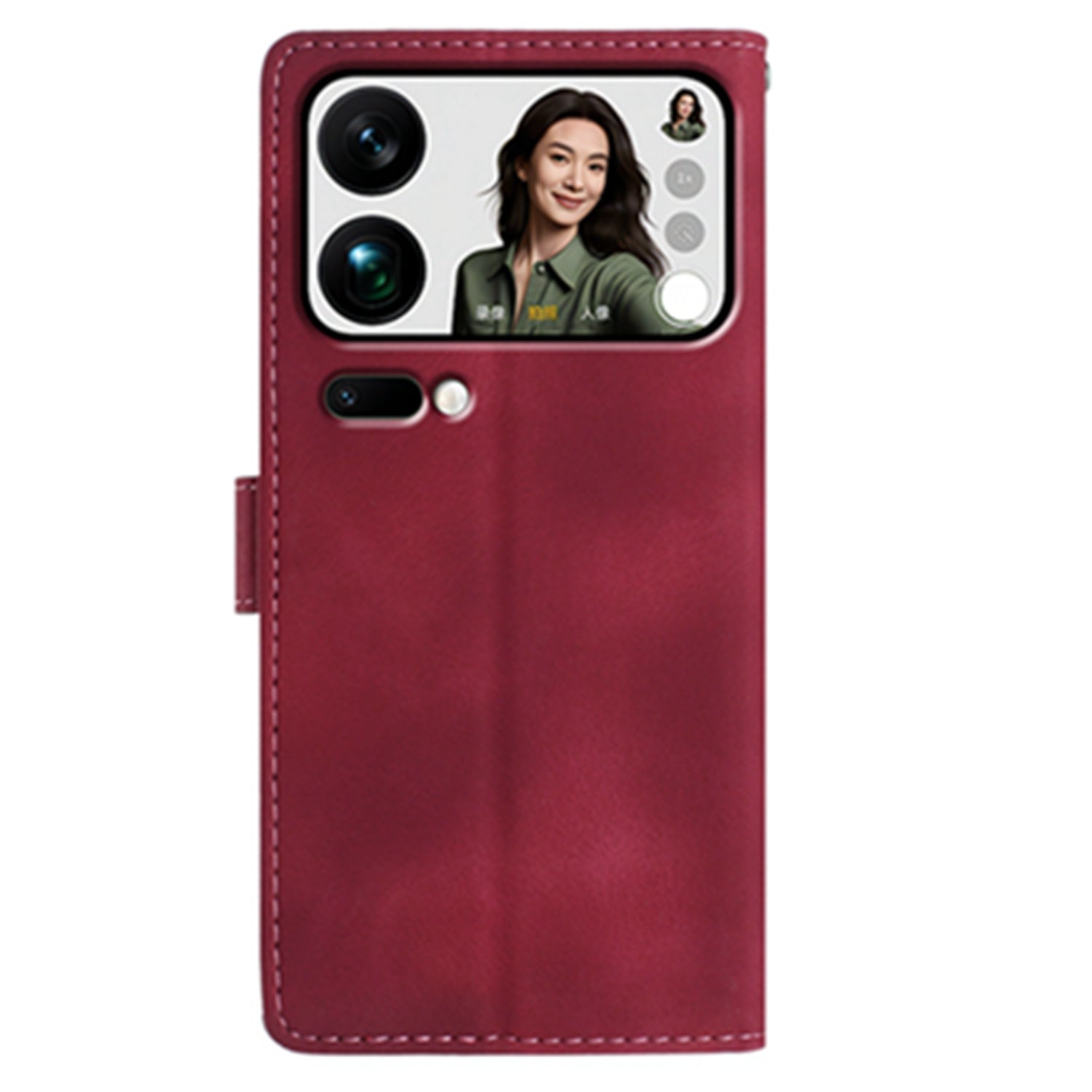 For Xiaomi 17 Pro Max Case Garden Imprinted PU Leather Wallet Phone Cover with Wrist Strap - Dark Red