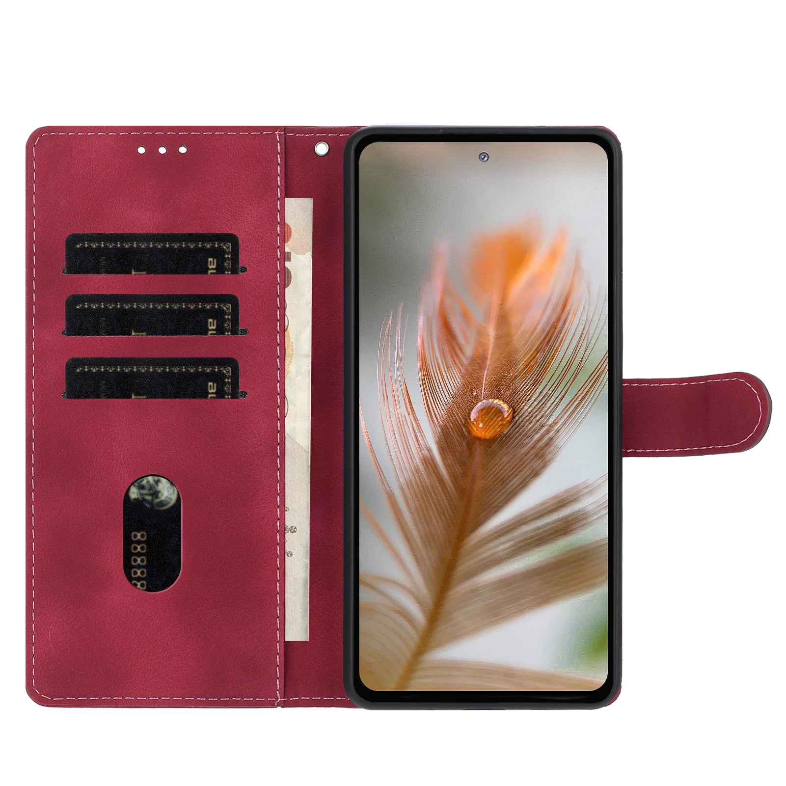 For Xiaomi 17 Pro Max Case Garden Imprinted PU Leather Wallet Phone Cover with Wrist Strap - Dark Red