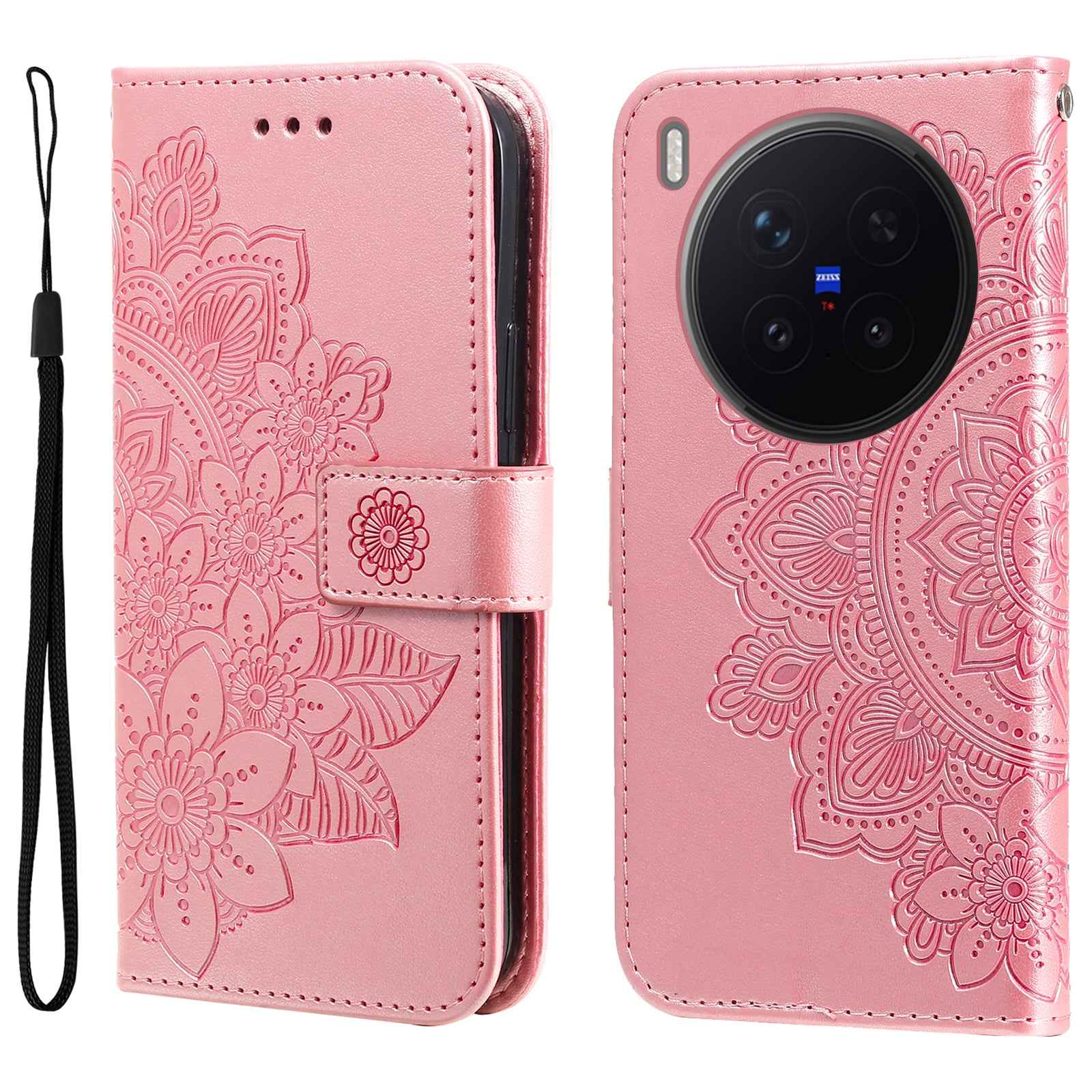 For vivo X300 Pro 5G Case Floral Pattern PU Leather Wallet Stand Phone Cover - Pink