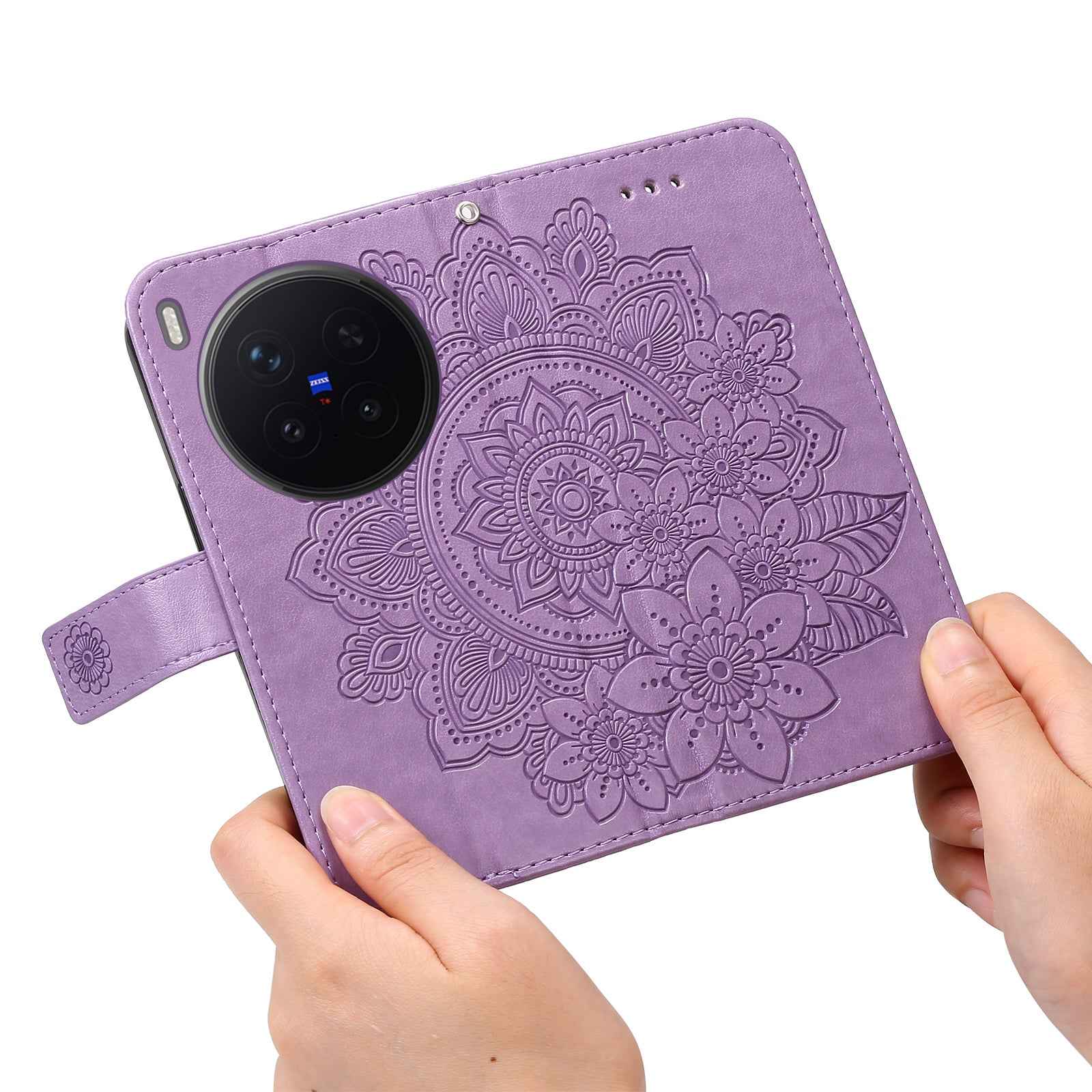 For vivo X300 Pro 5G Case Floral Pattern PU Leather Wallet Stand Phone Cover - Purple