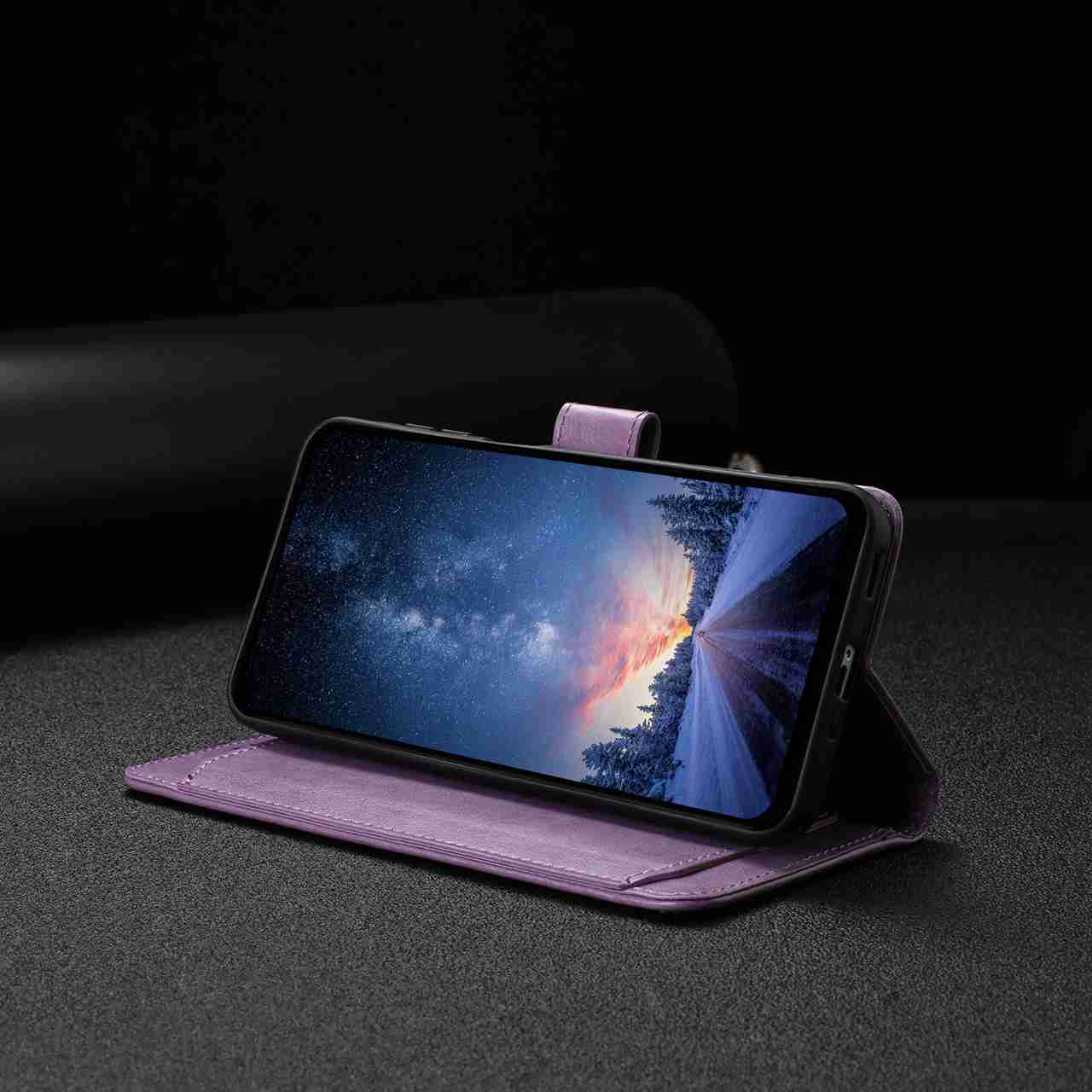 For Xiaomi 17 Pro Max Wallet Phone Case Stand PU Leather Folio Flip Cover with 8 Card Slot - Purple