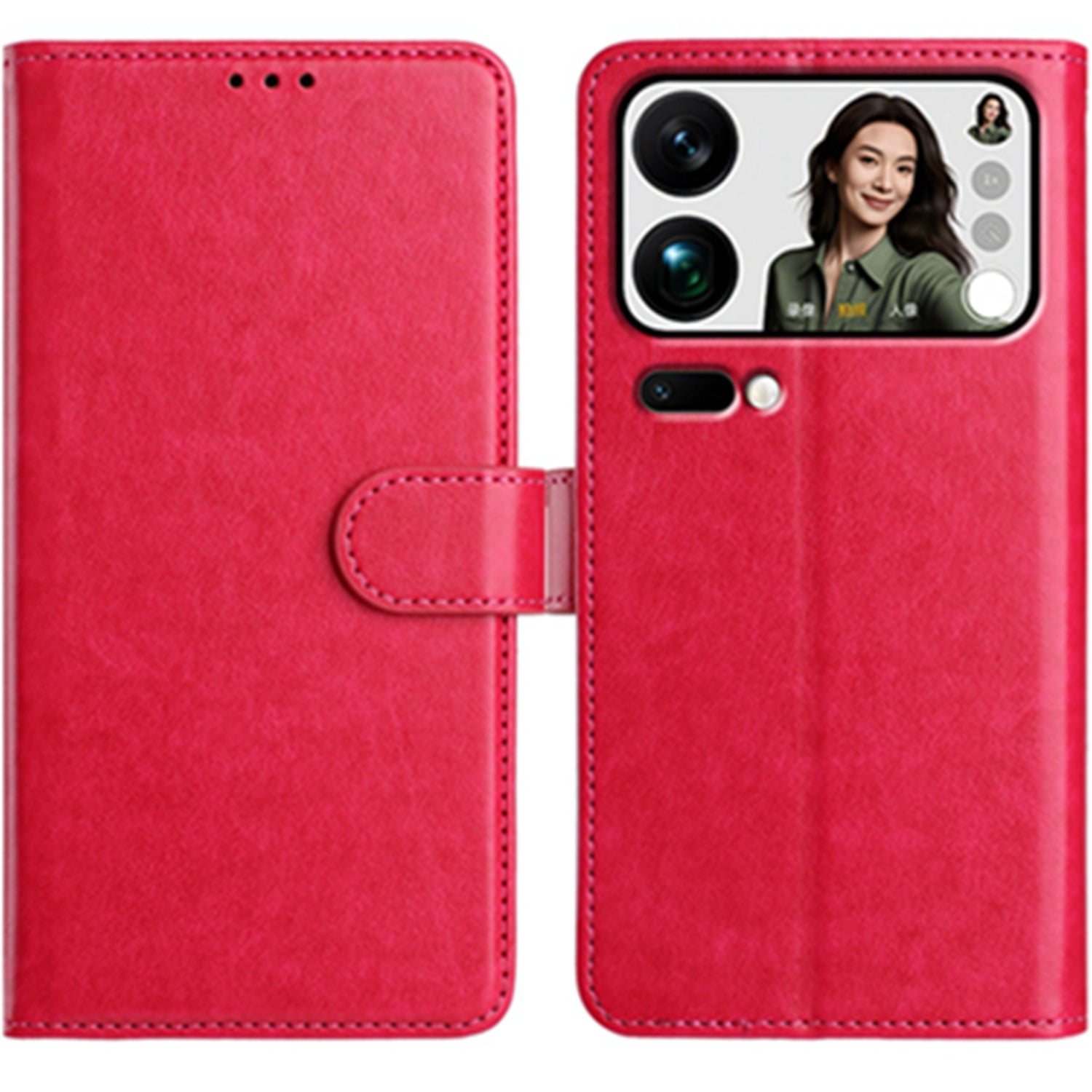 For Xiaomi 17 Pro Max Wallet Phone Case Stand PU Leather Folio Flip Cover with 8 Card Slot - Rose