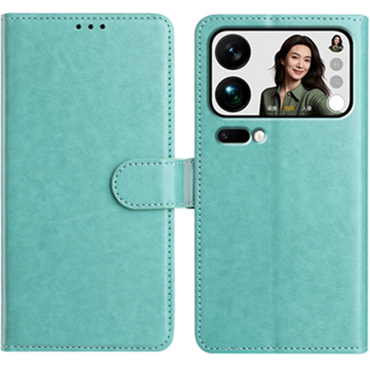 For Xiaomi 17 Pro Max Wallet Phone Case Stand PU Leather Folio Flip Cover with 8 Card Slot - Green