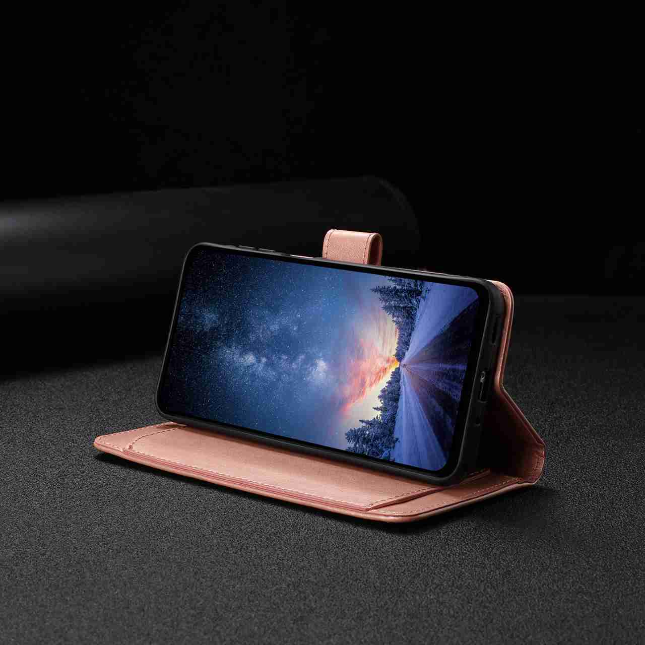 For Xiaomi 17 Pro Max Wallet Phone Case Stand PU Leather Folio Flip Cover with 8 Card Slot - Rose Gold