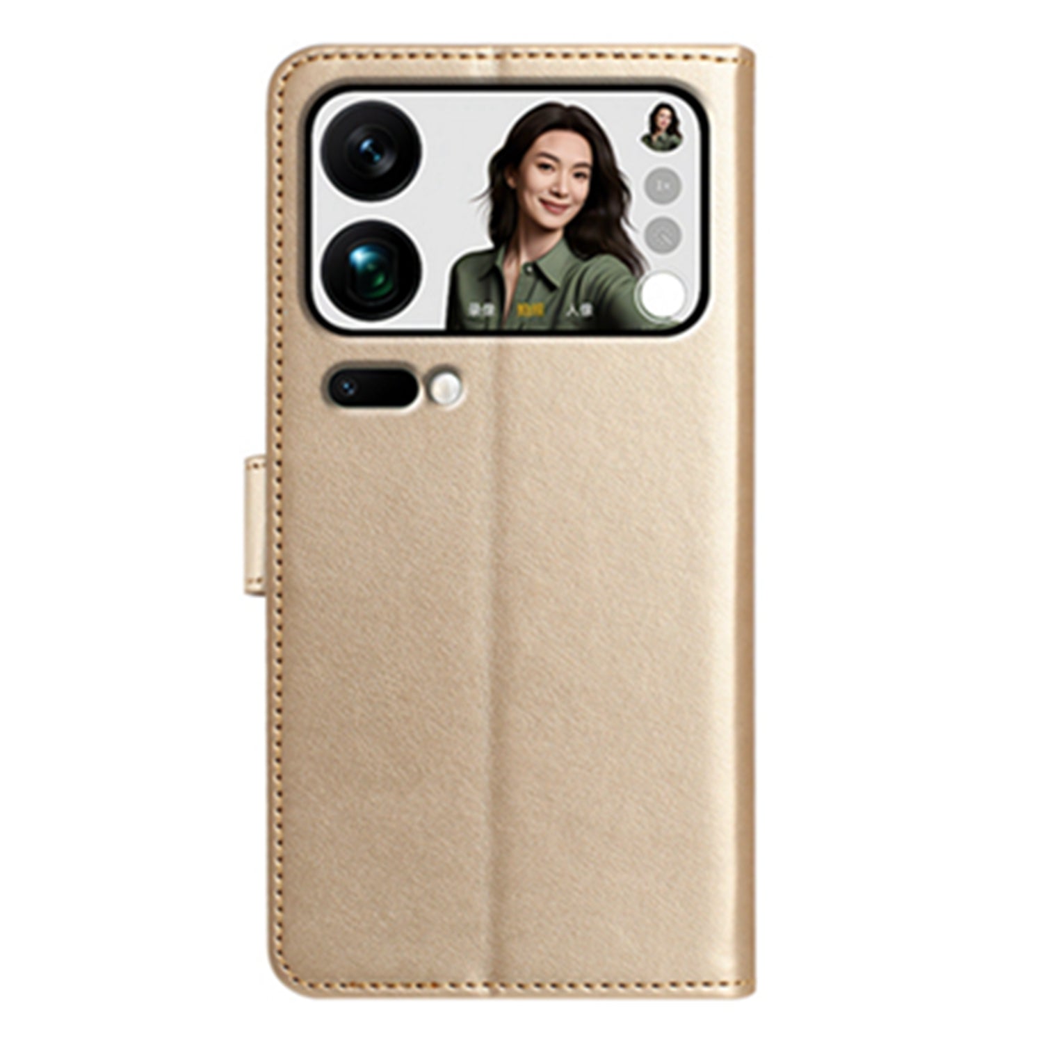 For Xiaomi 17 Pro Max Wallet Phone Case Stand PU Leather Folio Flip Cover with 8 Card Slot - Gold