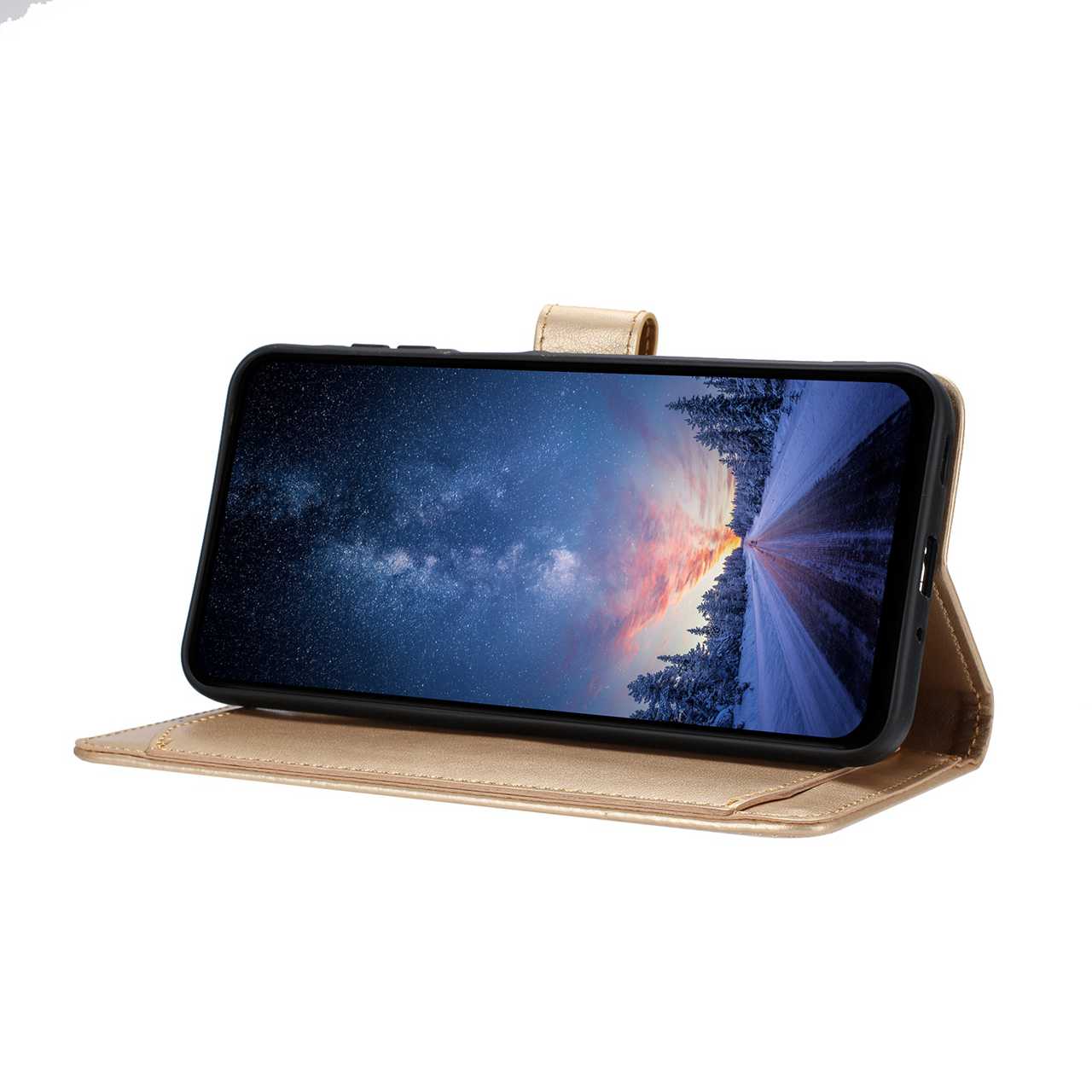For Xiaomi 17 Pro Max Wallet Phone Case Stand PU Leather Folio Flip Cover with 8 Card Slot - Gold